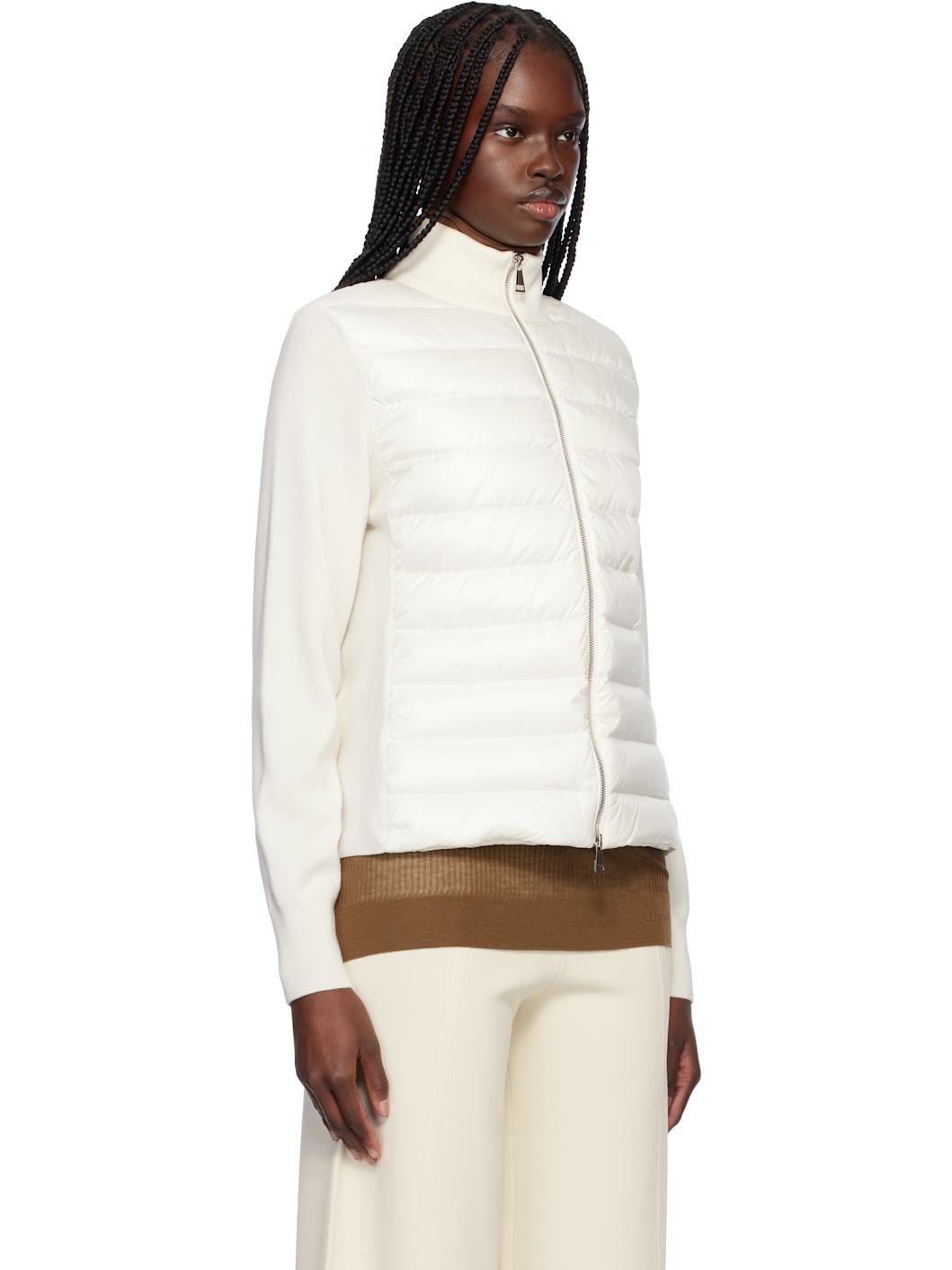 Off-White Padded Wool Zip-Up Down Cardigan - 2