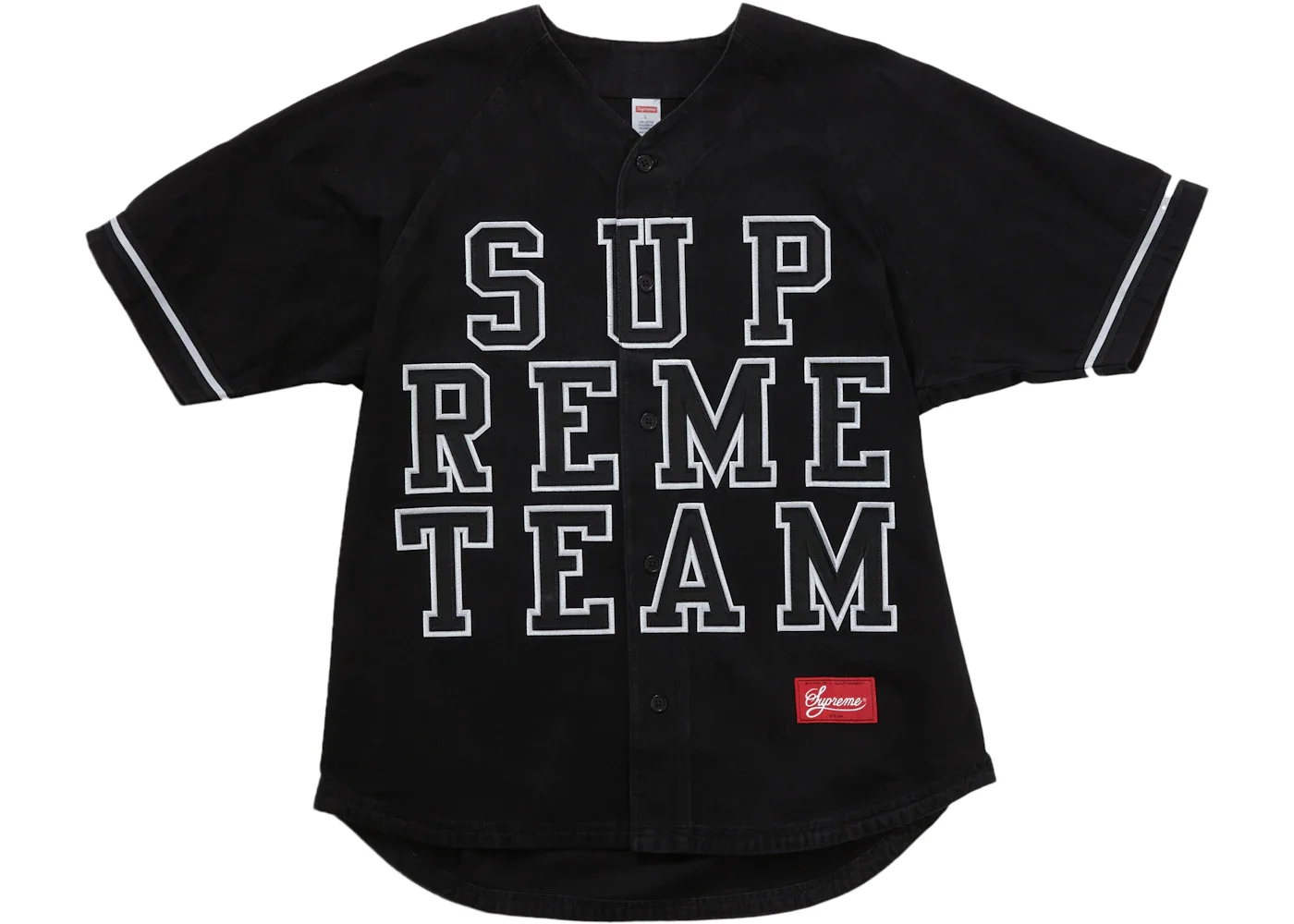 Supreme Denim Baseball Jersey Black - 1
