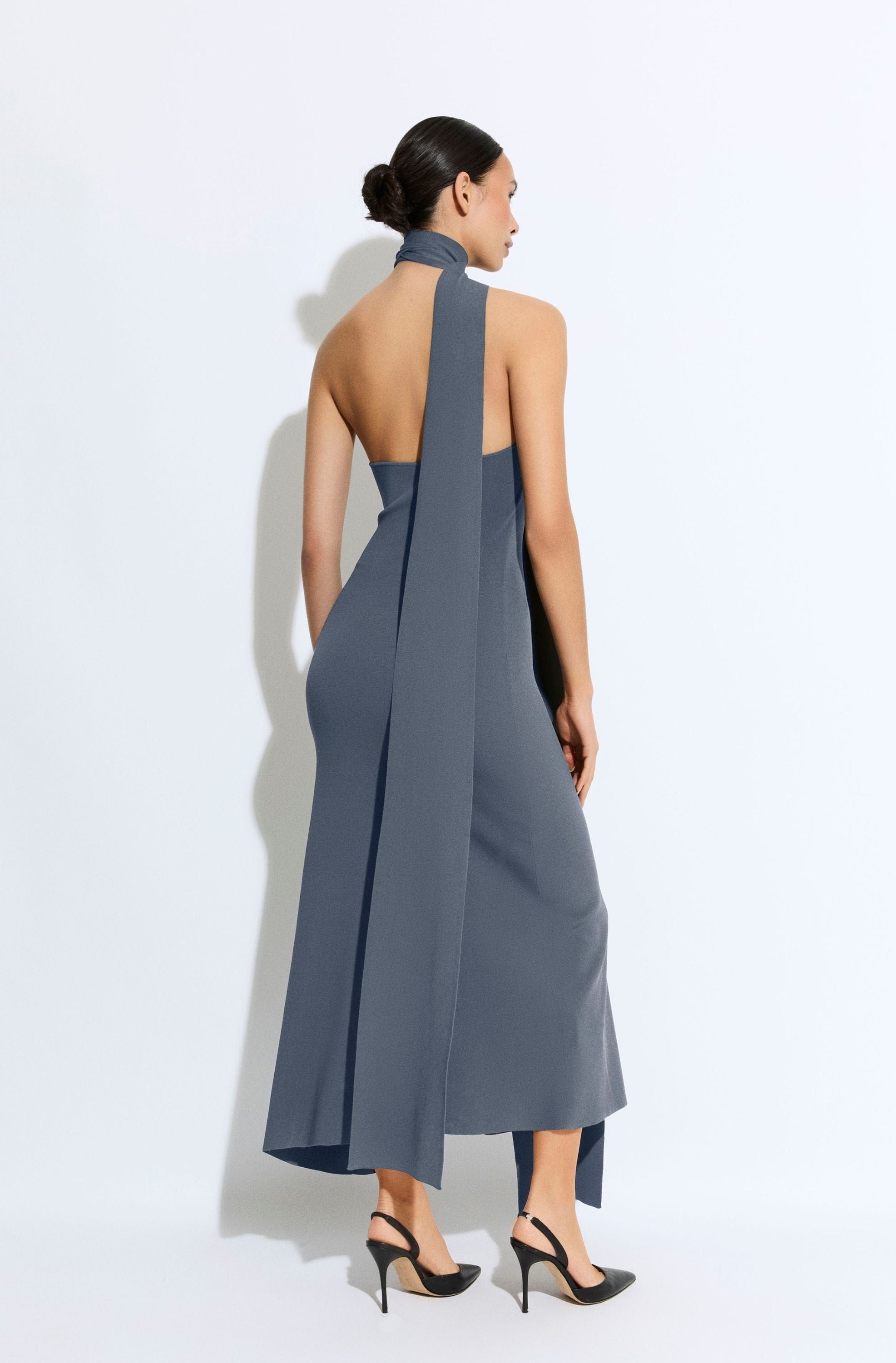 Matte Viscose Halterneck Dress - 3
