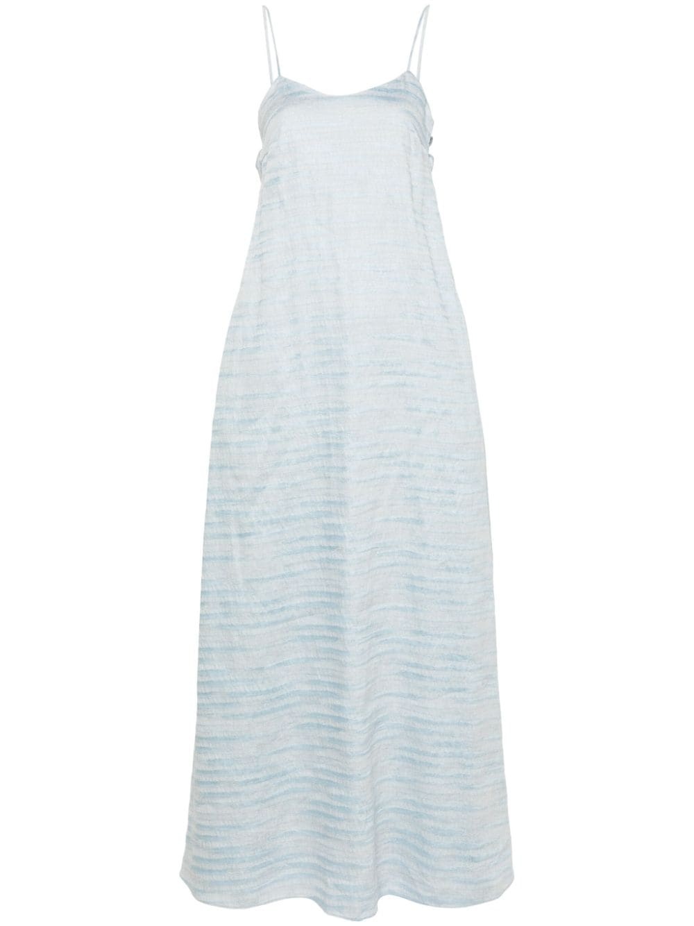 linen blend jacquard midi dress - 1