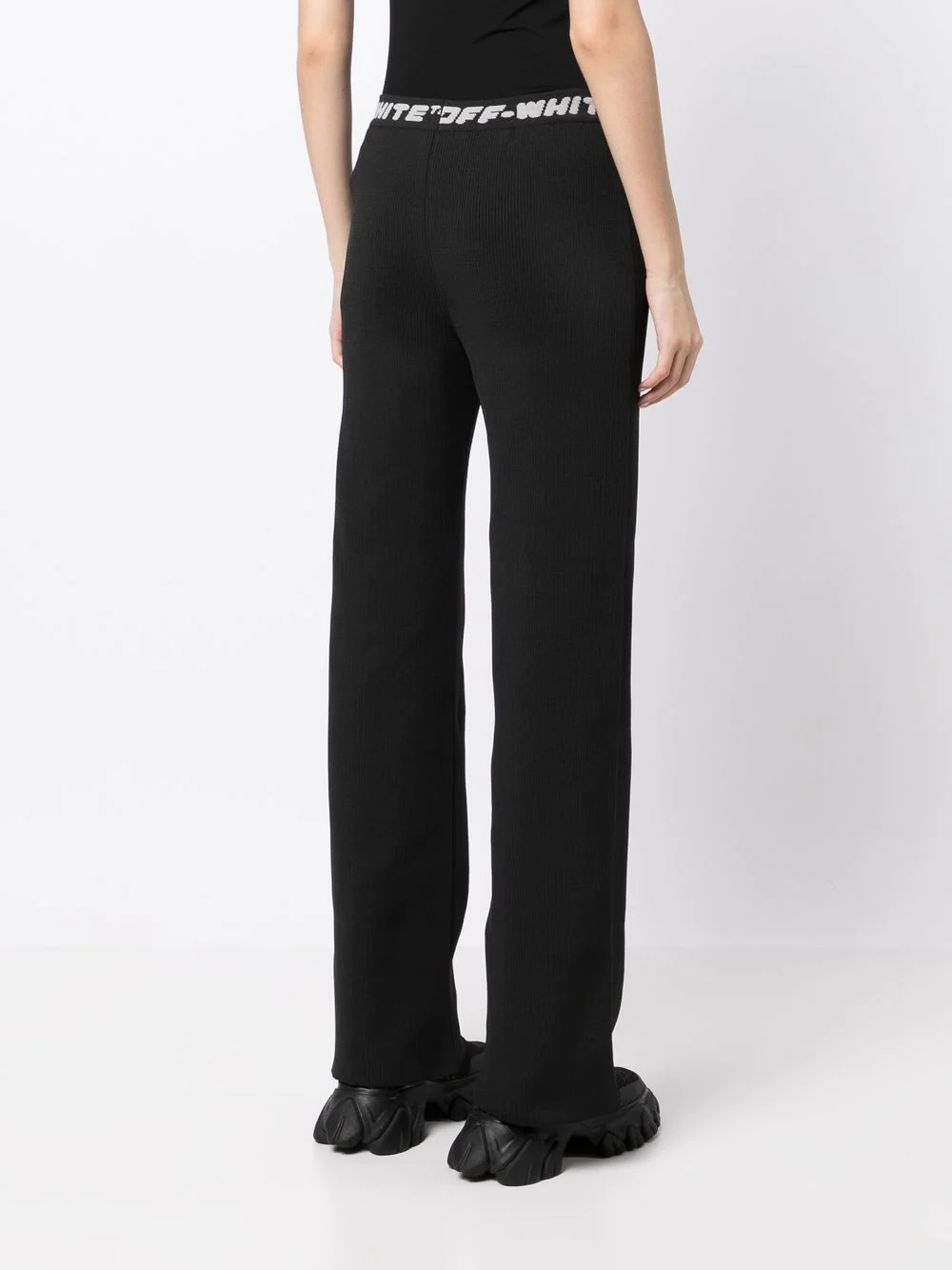 logo-waistband straight-leg trousers - 4