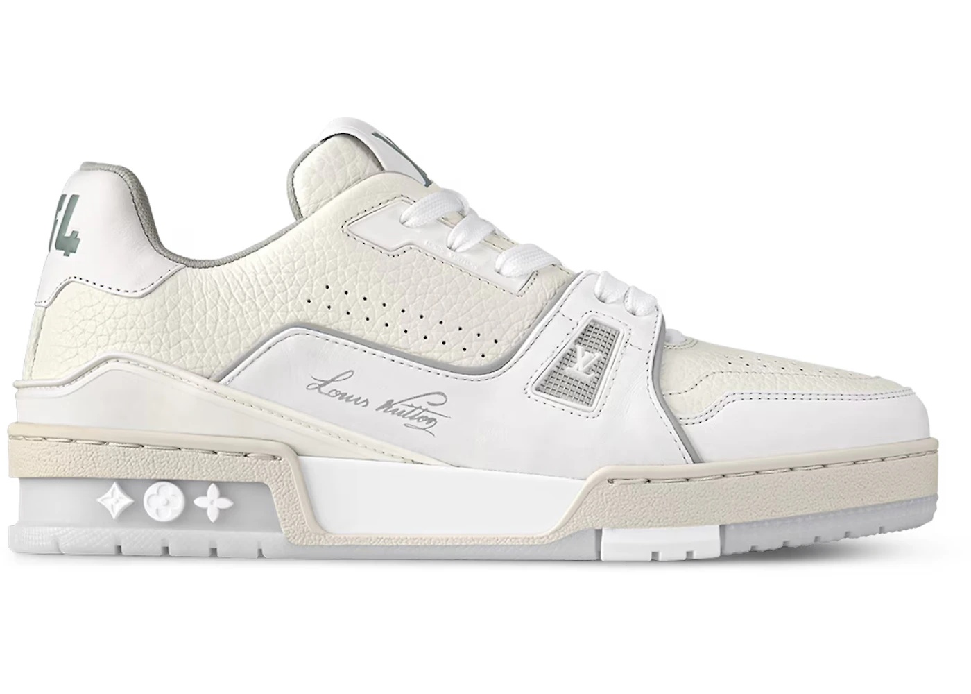 Louis Vuitton Trainer Cream White Grey Signature (Women's) - 1