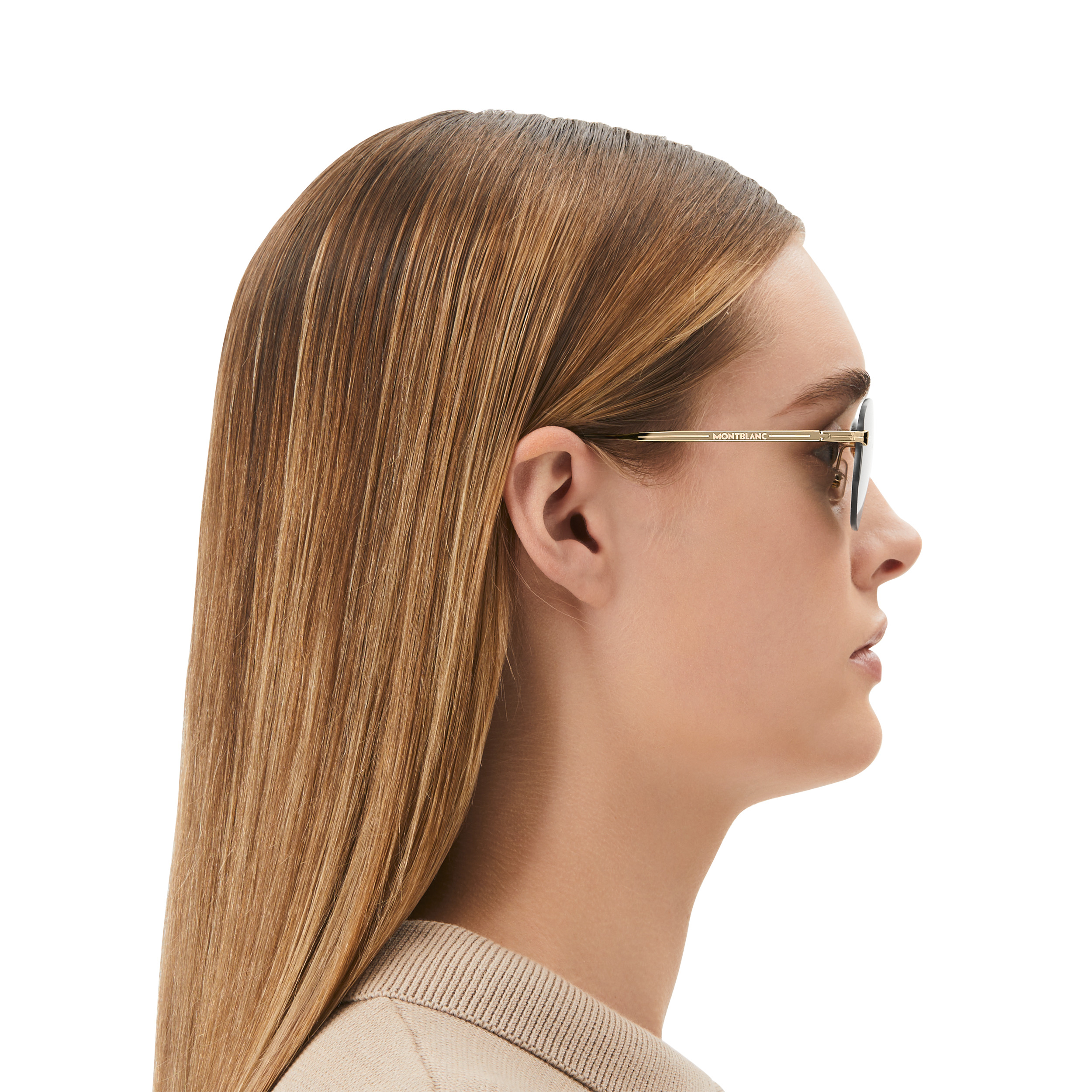 Rectangular Sunglasses with Gold-Colored Metal Frame - 6