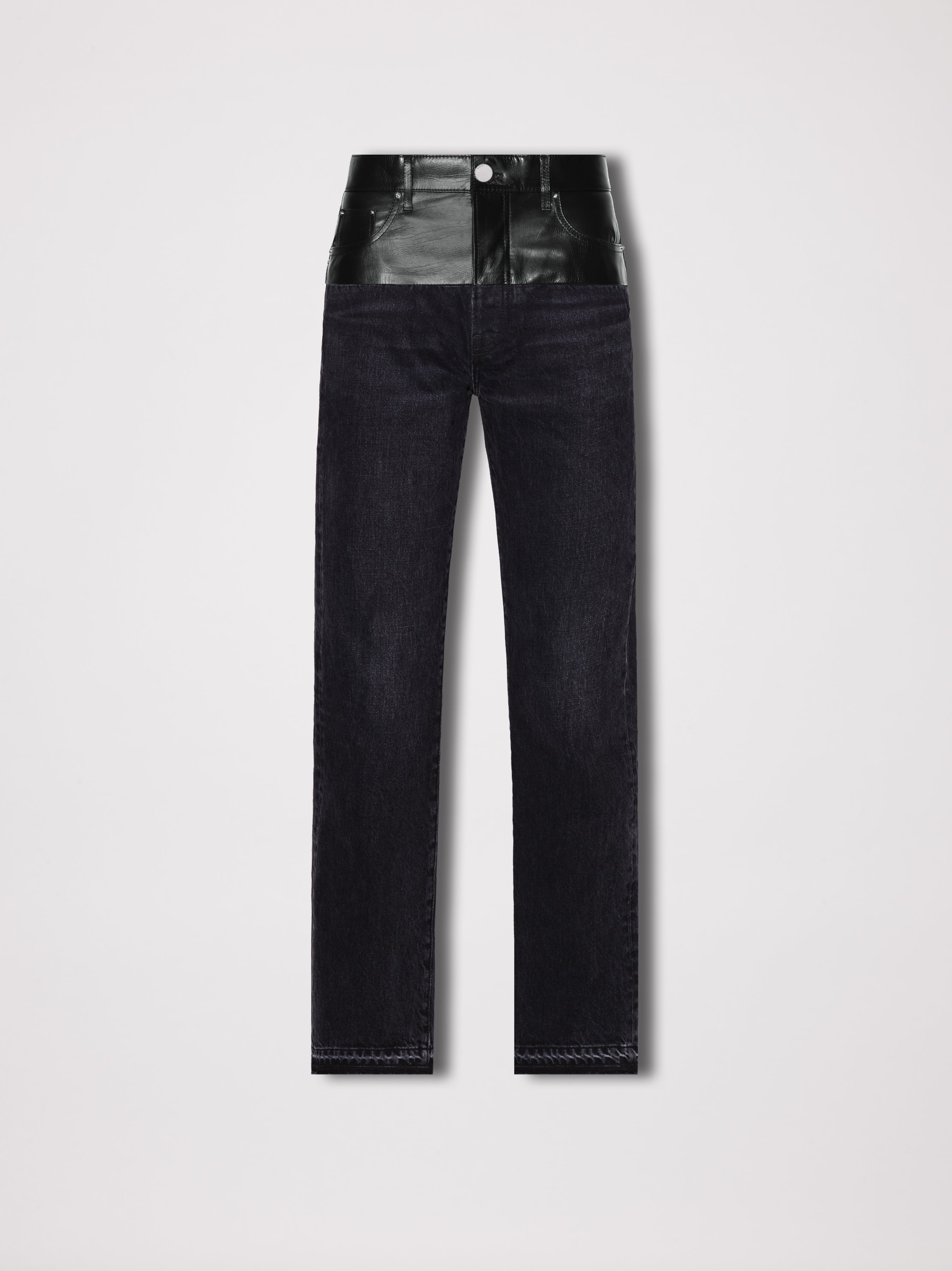 LEATHER HYBRID STRAIGHT JEAN - 1