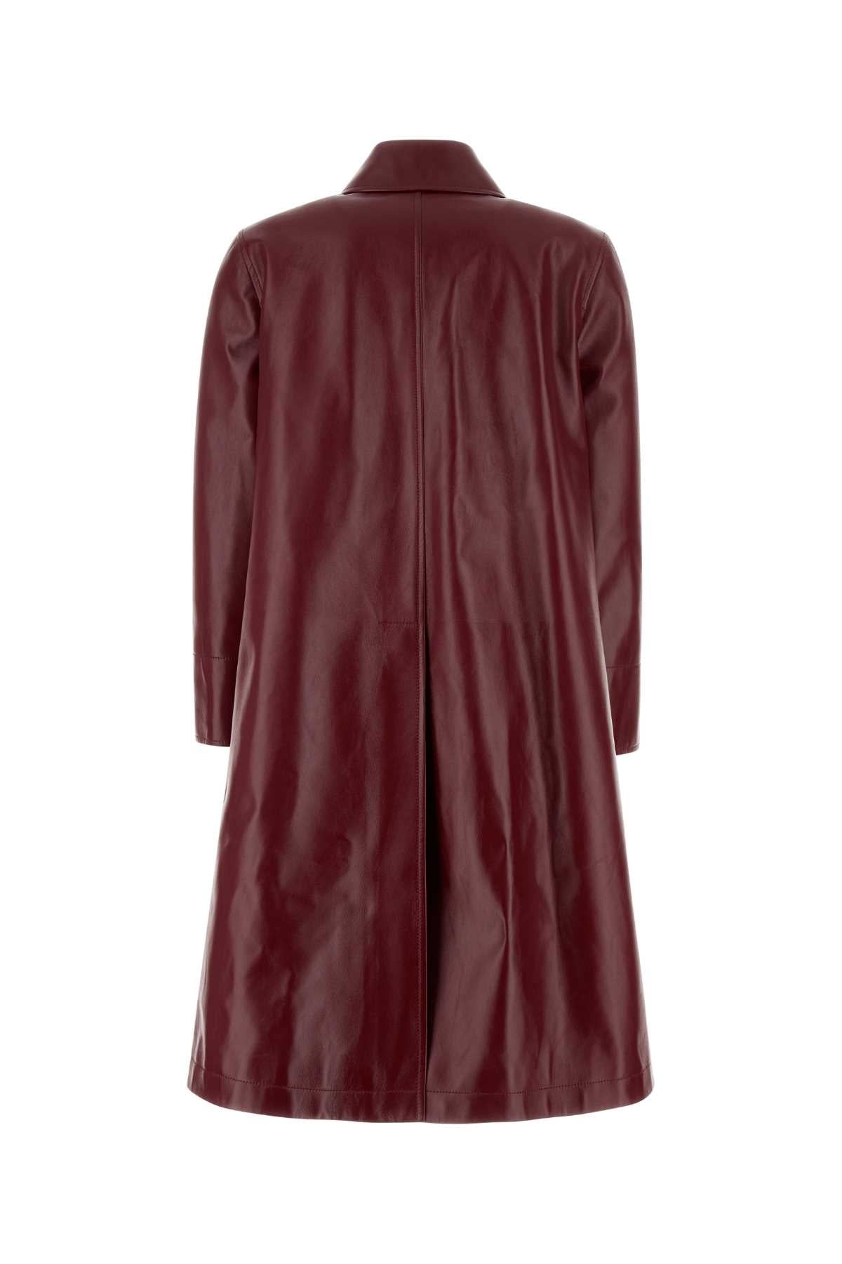 Gucci Women Burgundy Nappa Leather Coat - 2