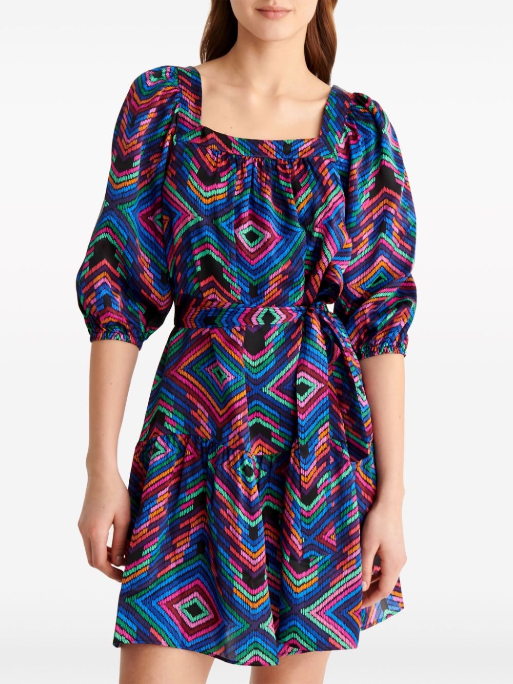 Nightclub geometric-print silk minidress - 5