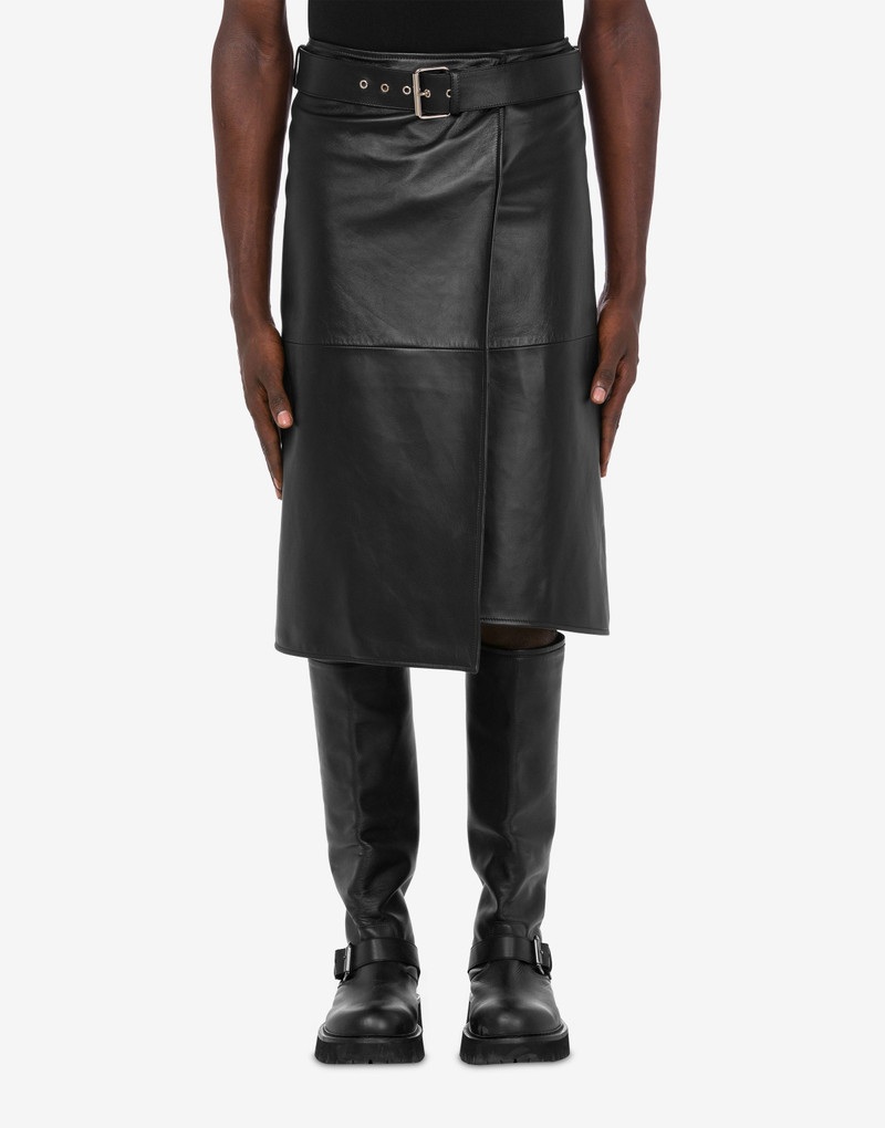 Moschino BELT-ADORNED NAPPA LEATHER SKIRT outlook