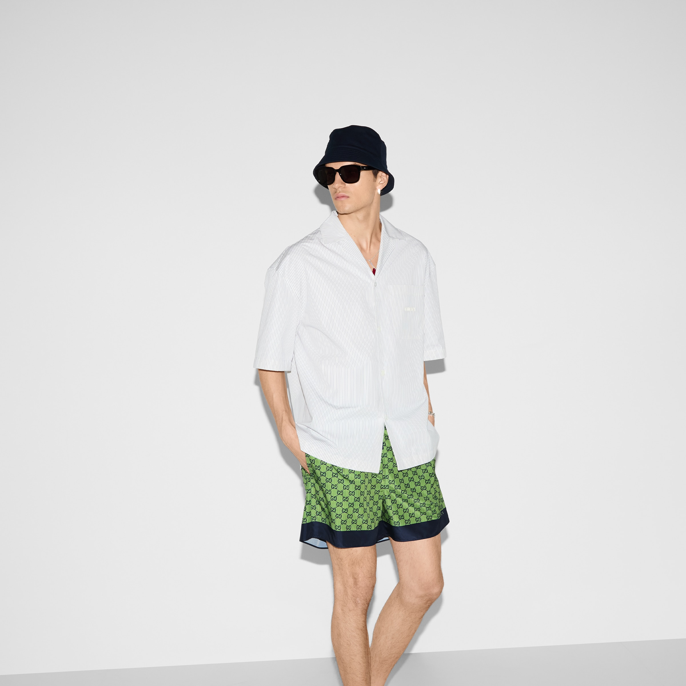 Printed poplin tech swim shorts - 6