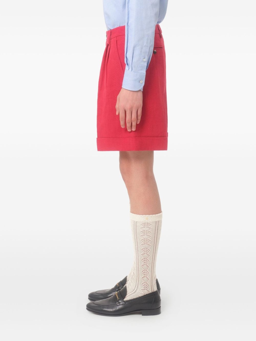 cuffed linen Bermuda shorts - 4