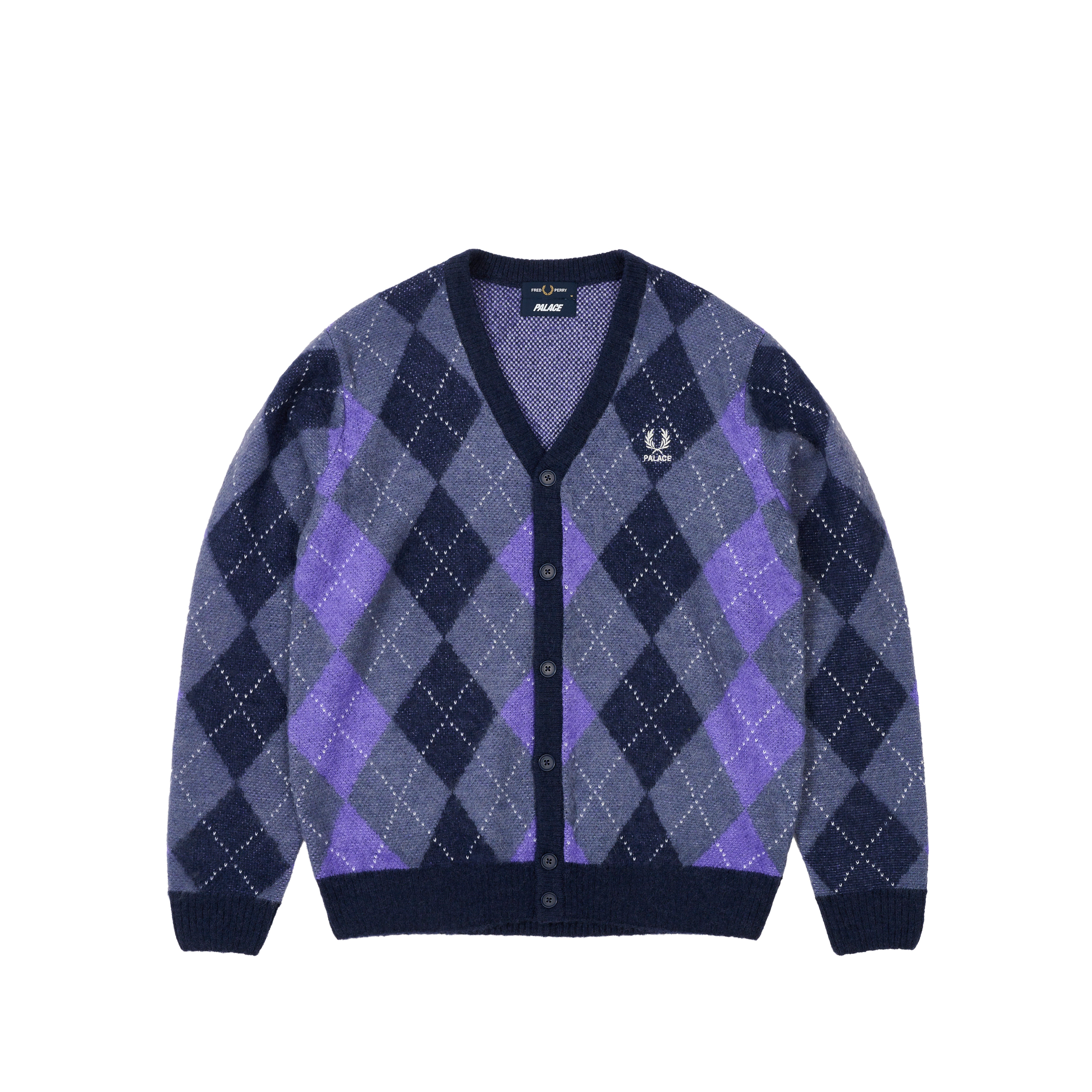 PALACE FRED PERRY ARGYLE CARDIGAN PEACOAT - 1