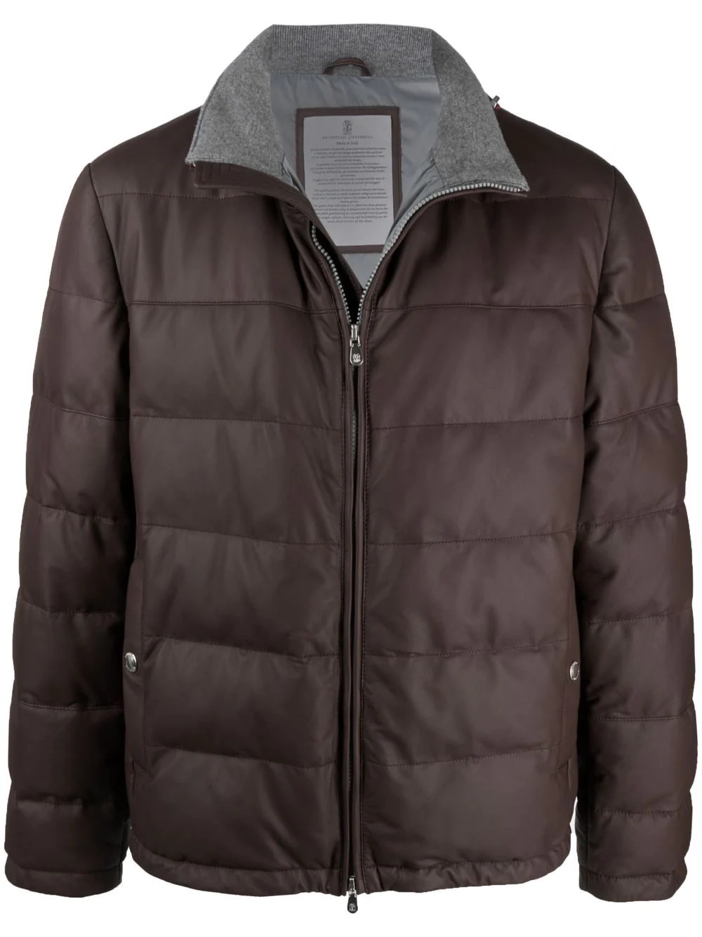 padded leather puffer jacket - 1