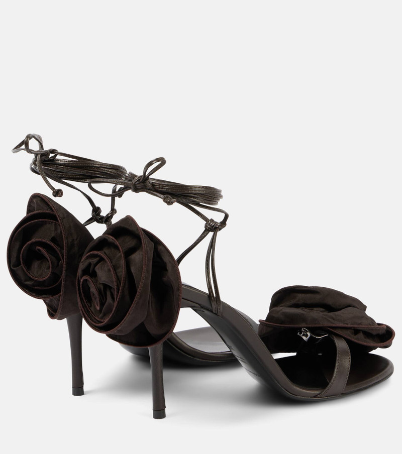 Floral-appliqué satin sandals 3
