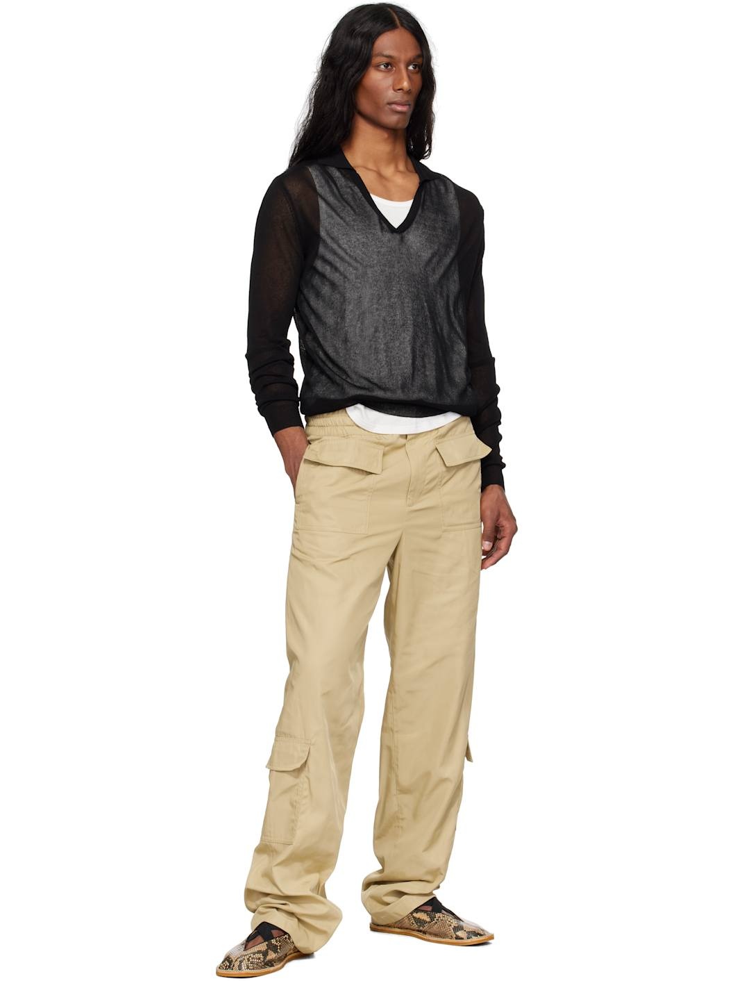 Beige Twill Cargo Pants - 4