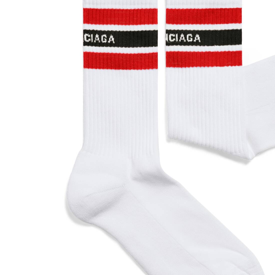 Men's Balenciaga Striped Socks in White - 2
