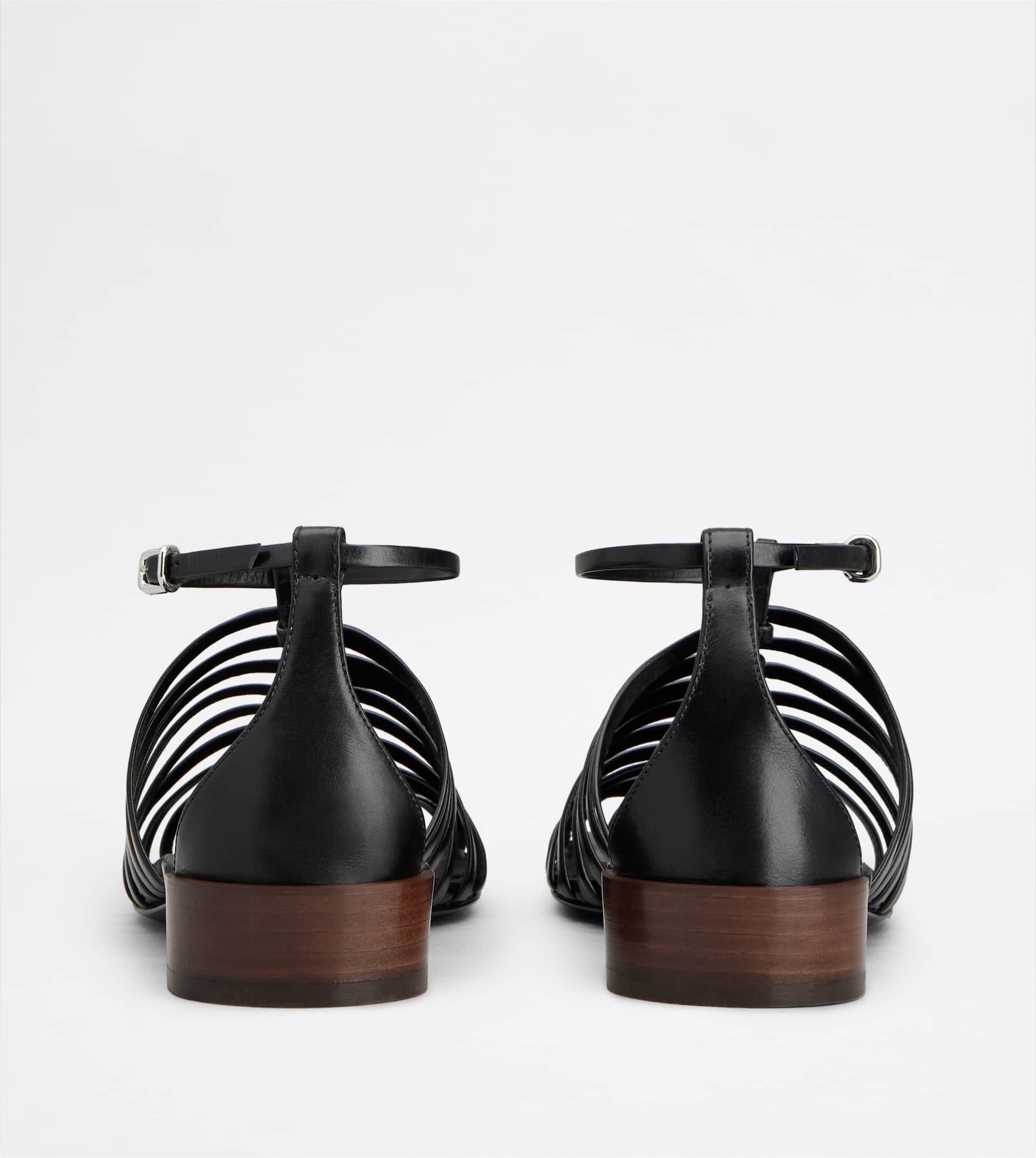 SANDALS IN LEATHER - BLACK - 3