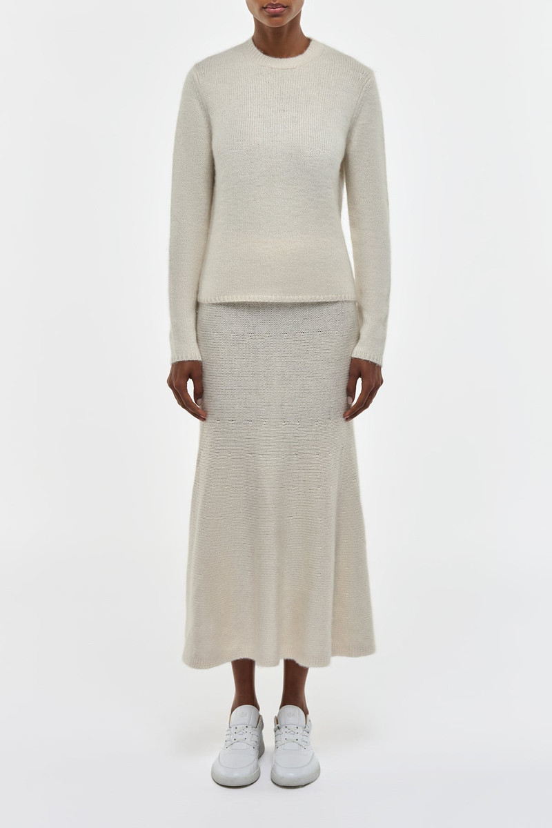 GABRIELA HEARST Manni Knit Maxi Skirt in Ivory Cashmere outlook