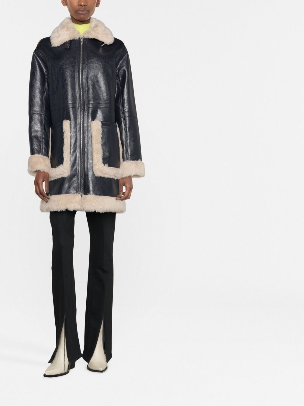 Haley shearling-trimmed faux-leather coat - 2