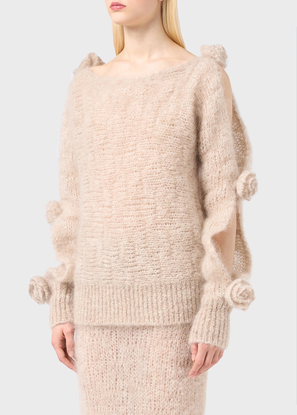 MOHAIR SWEATER WITH 3D ROSES - 5