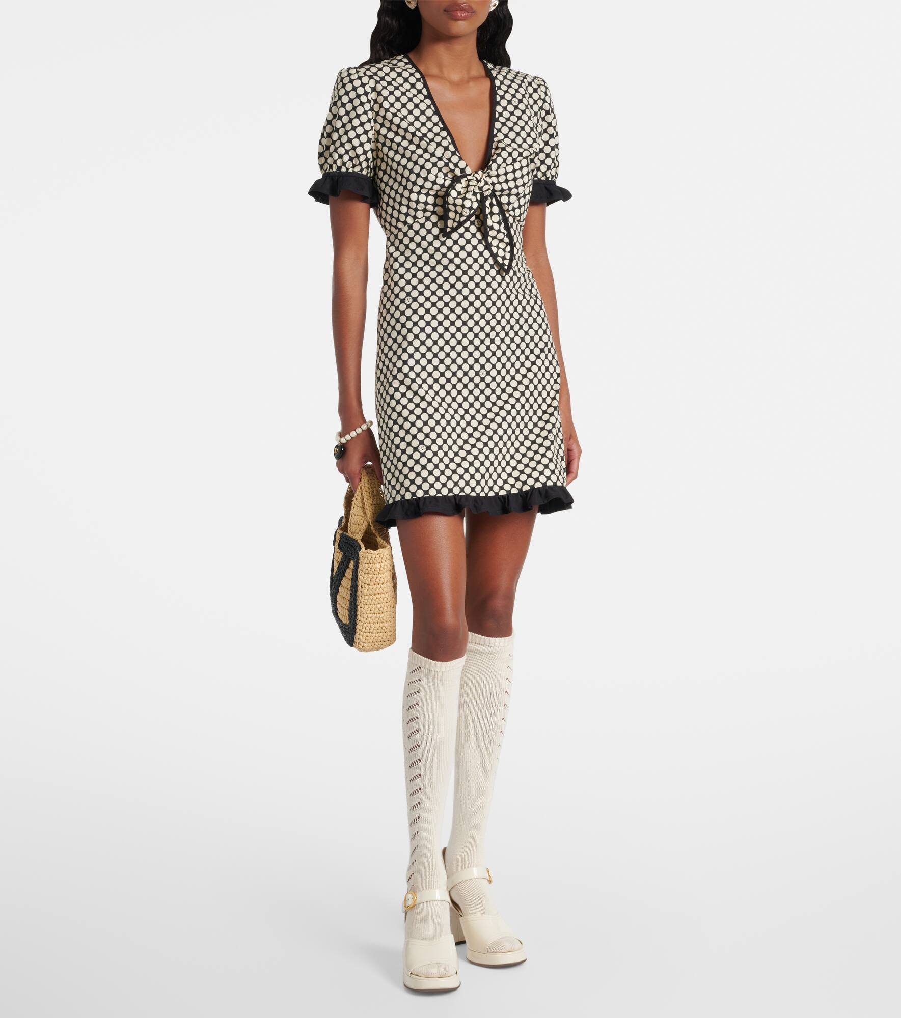 Ruffled polka-dot cotton poplin minidress - 6