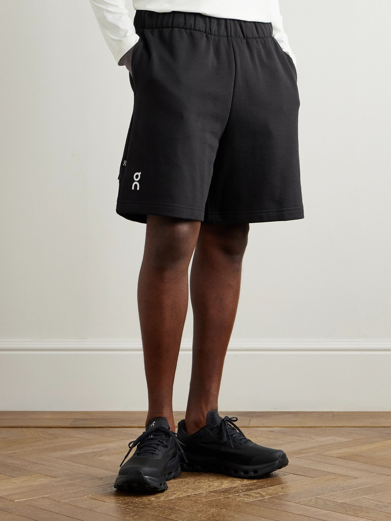 Club Logo-Print Cotton-Blend Jersey Shorts Black - 3