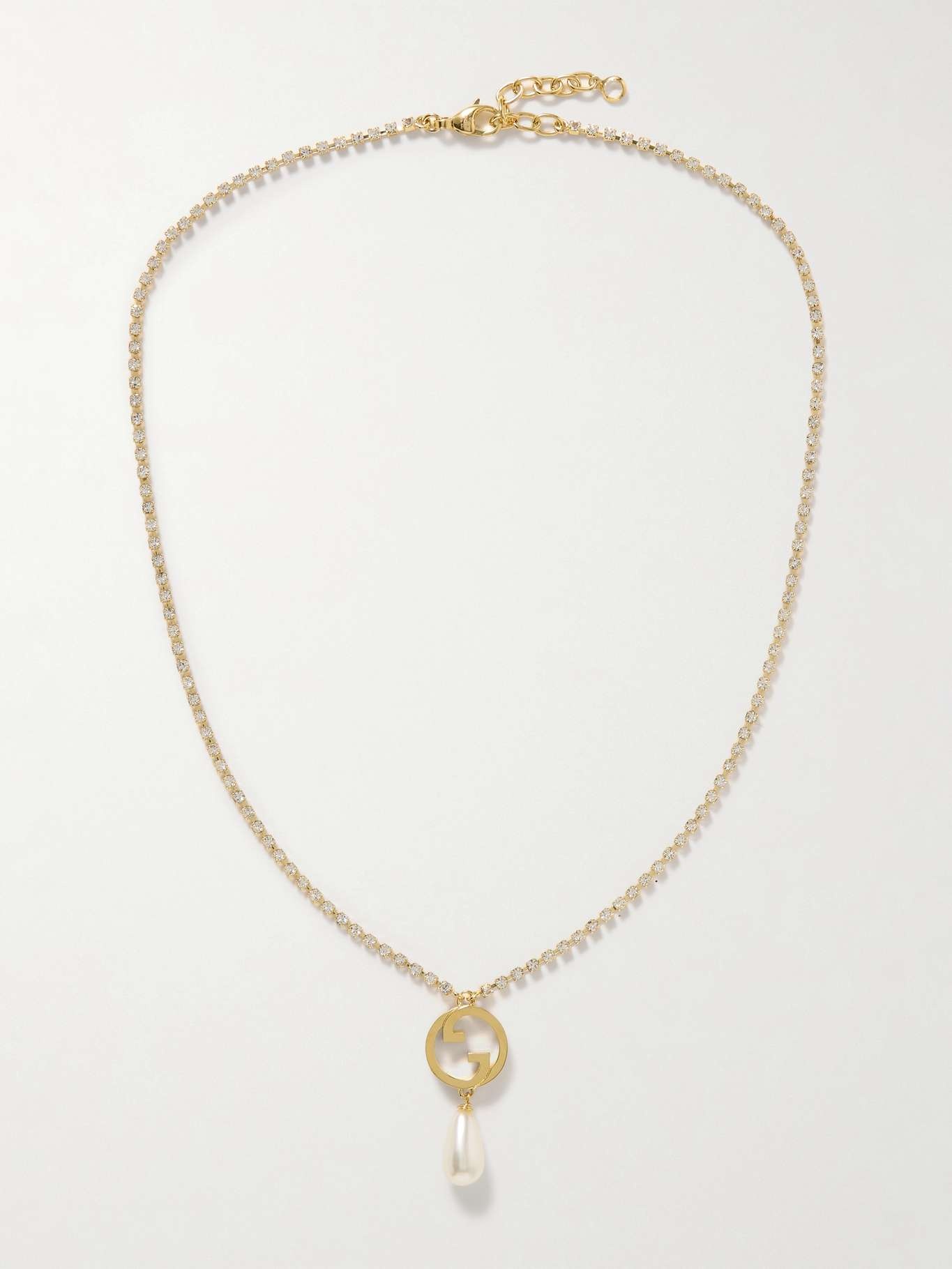 Blondie gold-tone, faux-pearl and crystal necklace - 1