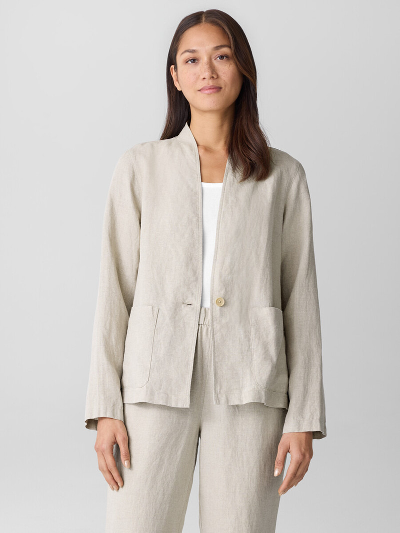 EILEEN FISHER Organic Linen High Collar Jacket outlook