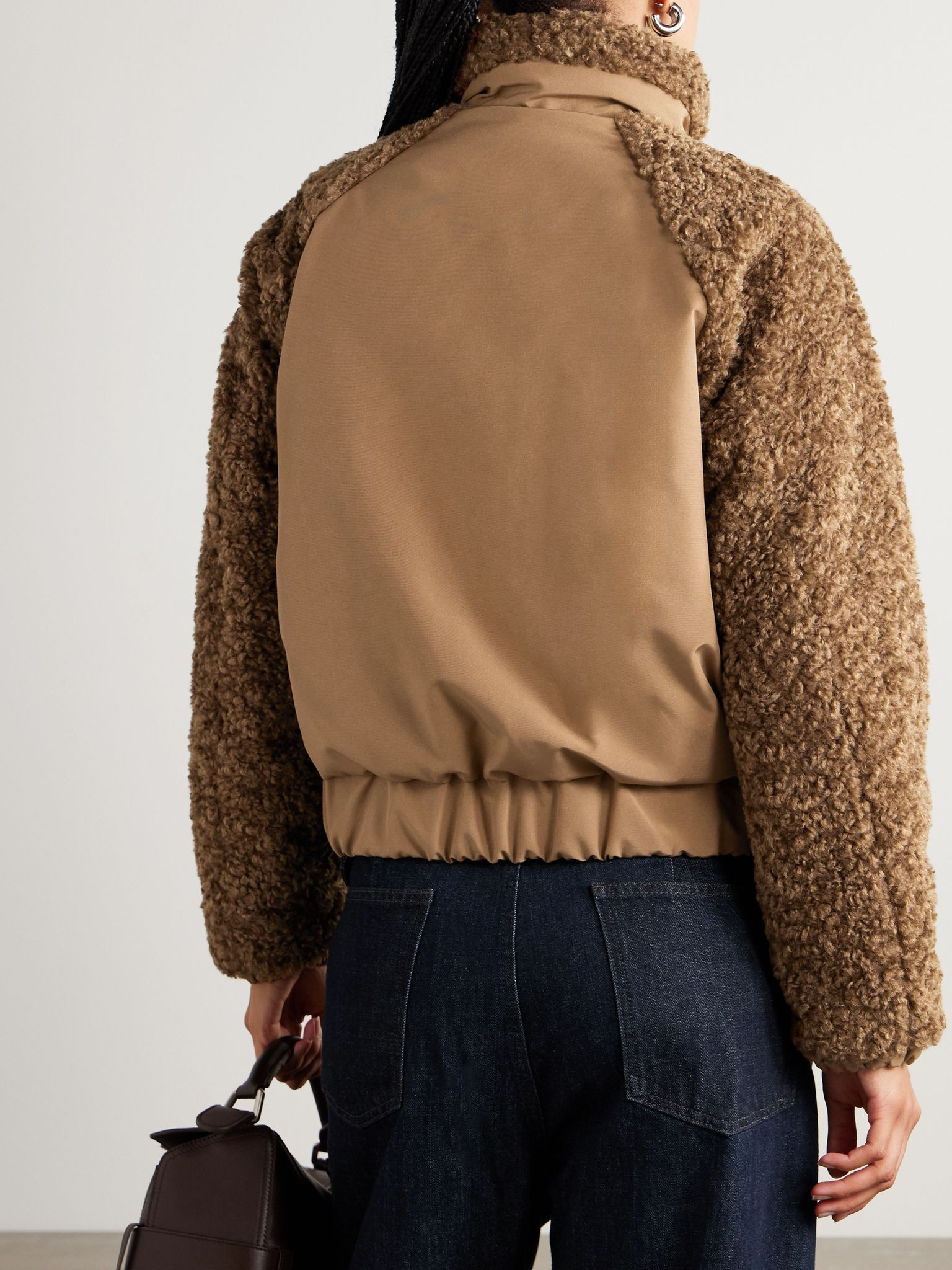 Coligny shell-trimmed fleece down jacket Brown - 4