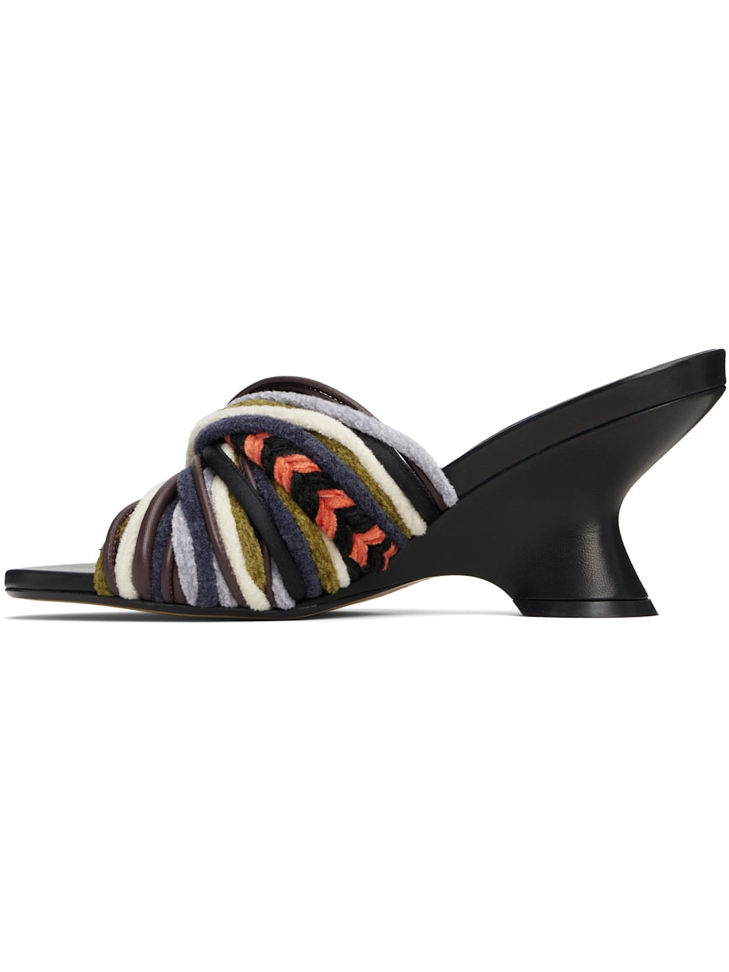 Multicolor Open-Toe Leather Mule Heeled Sandals - 3