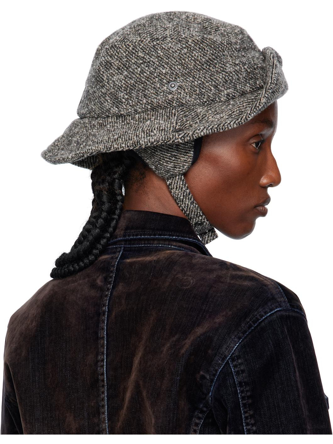 Gray Detachable Ear Flaps Bucket Hat - 3