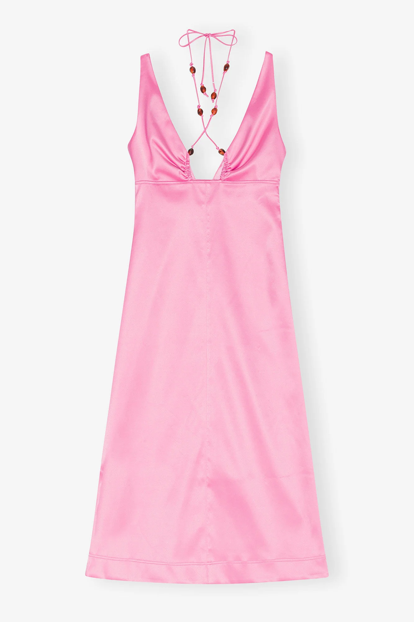 DOUBLE SATIN HALTER-NECK DRESS - 1