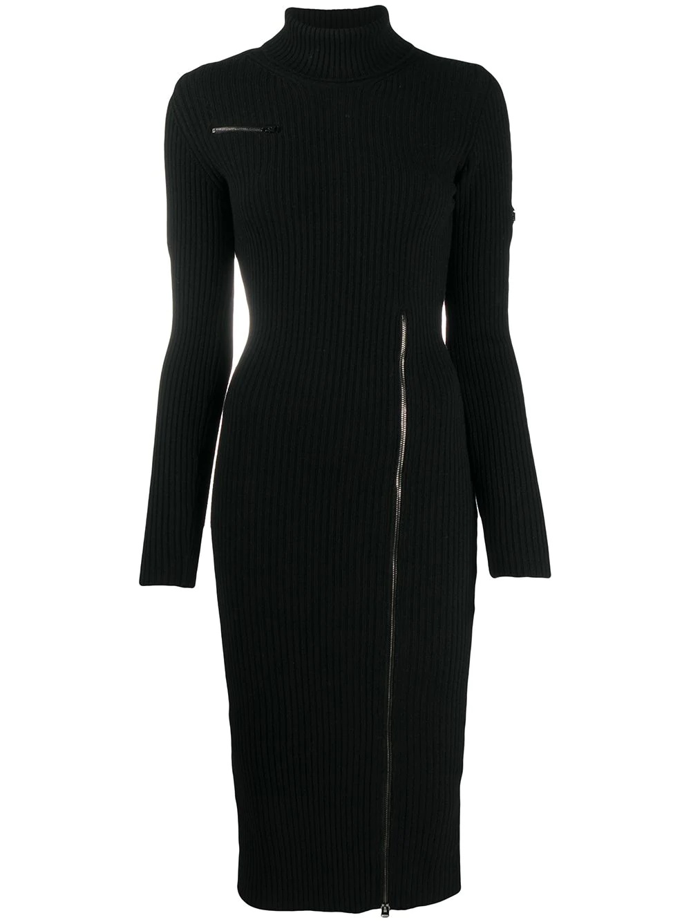 contrasting zips knitted turtleneck dress - 1