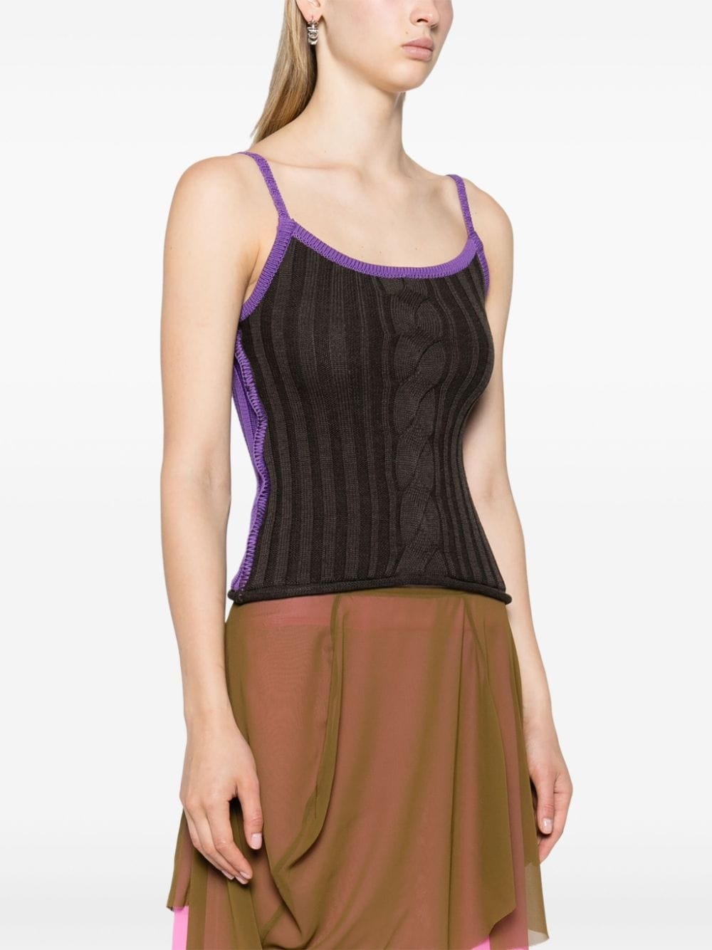 ribbed-knit cotton top - 3