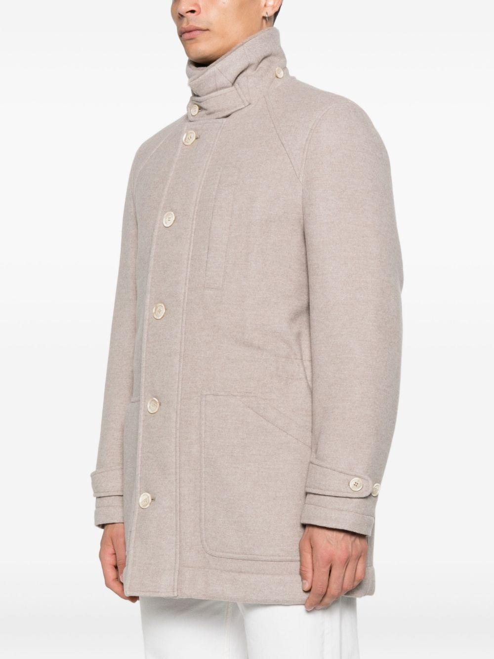 trimmed-collar single-breasted coat - 3