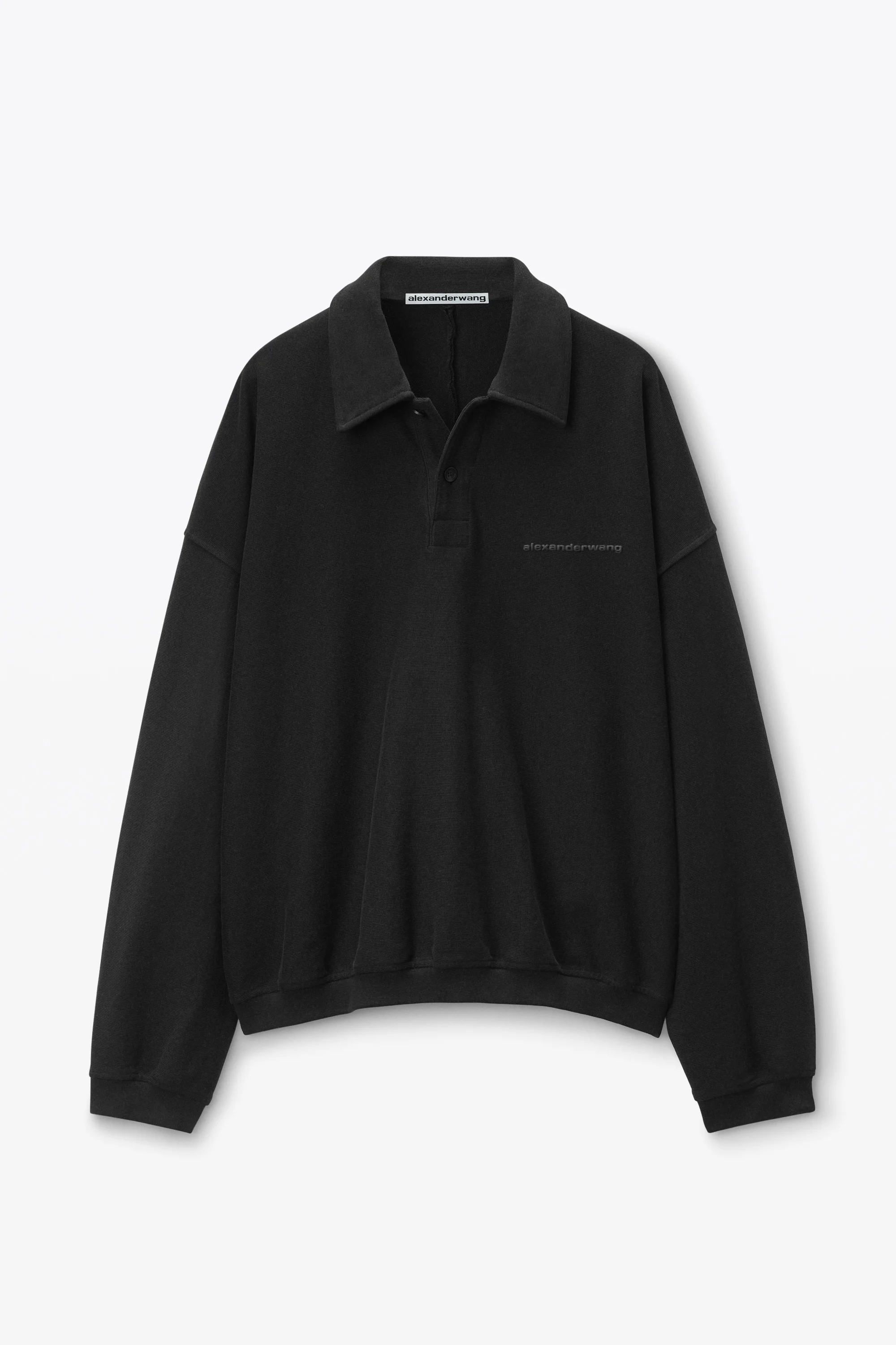 puffed logo oversized polo top in cotton - 1