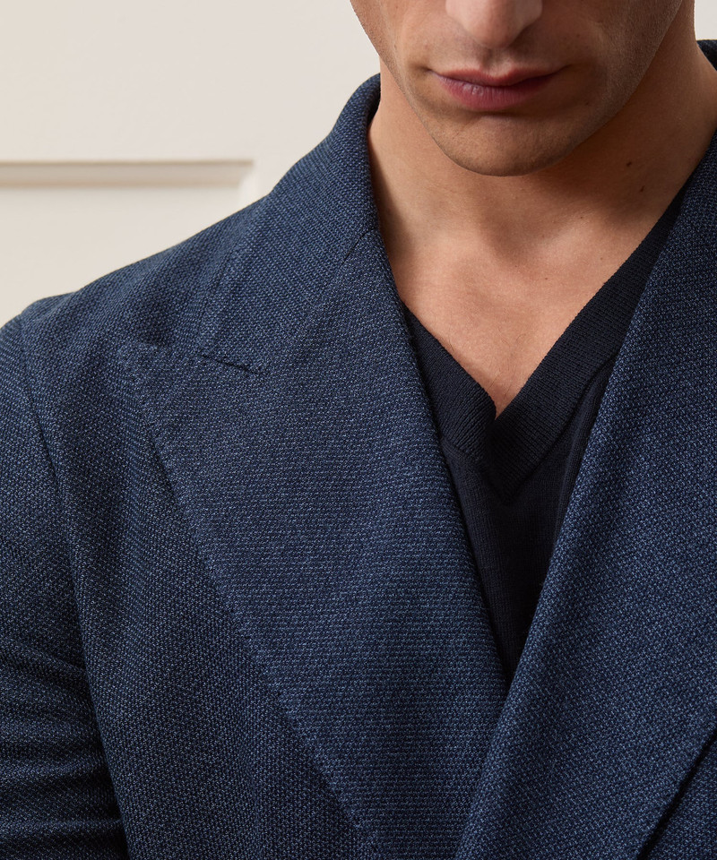 Italian Double-Breasted Knit Pique Sport Coat 4