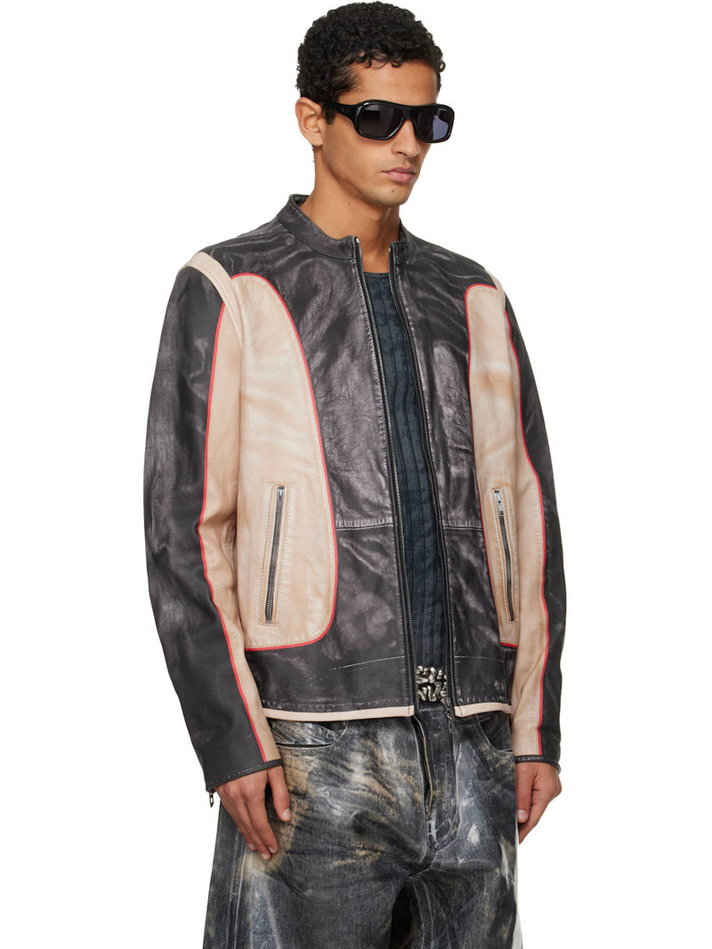 Black & Beige L-Evert Leather Jacket 2