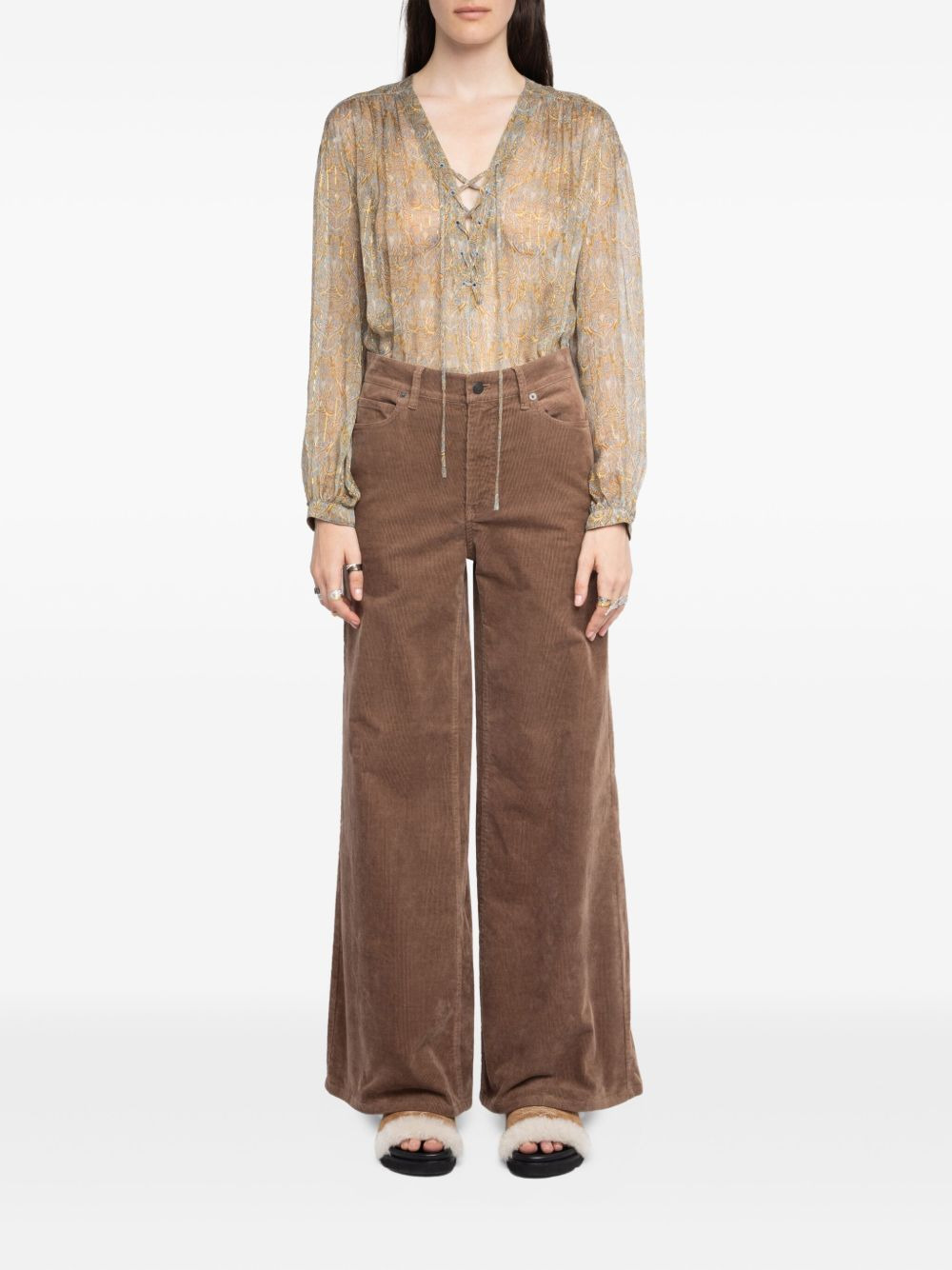 logo-patch wide-leg trousers - 2