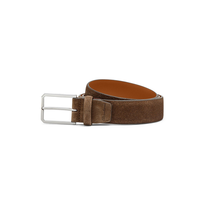 Men's brown suede adjustable belt 1