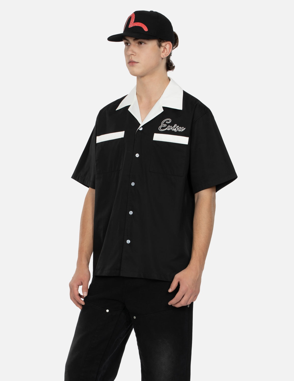 Chain-Stitched Embroidery Logo Boxy Tencel Shirt - 7