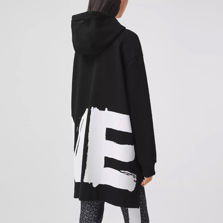(WMNS) Burberry Love Long Sleeve Hoodie Black 80376701 - 5