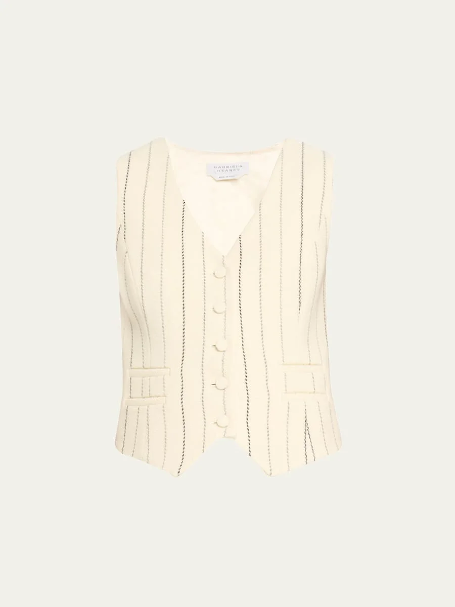 Coleridge Wool Cashmere Pinstripe Vest - 1