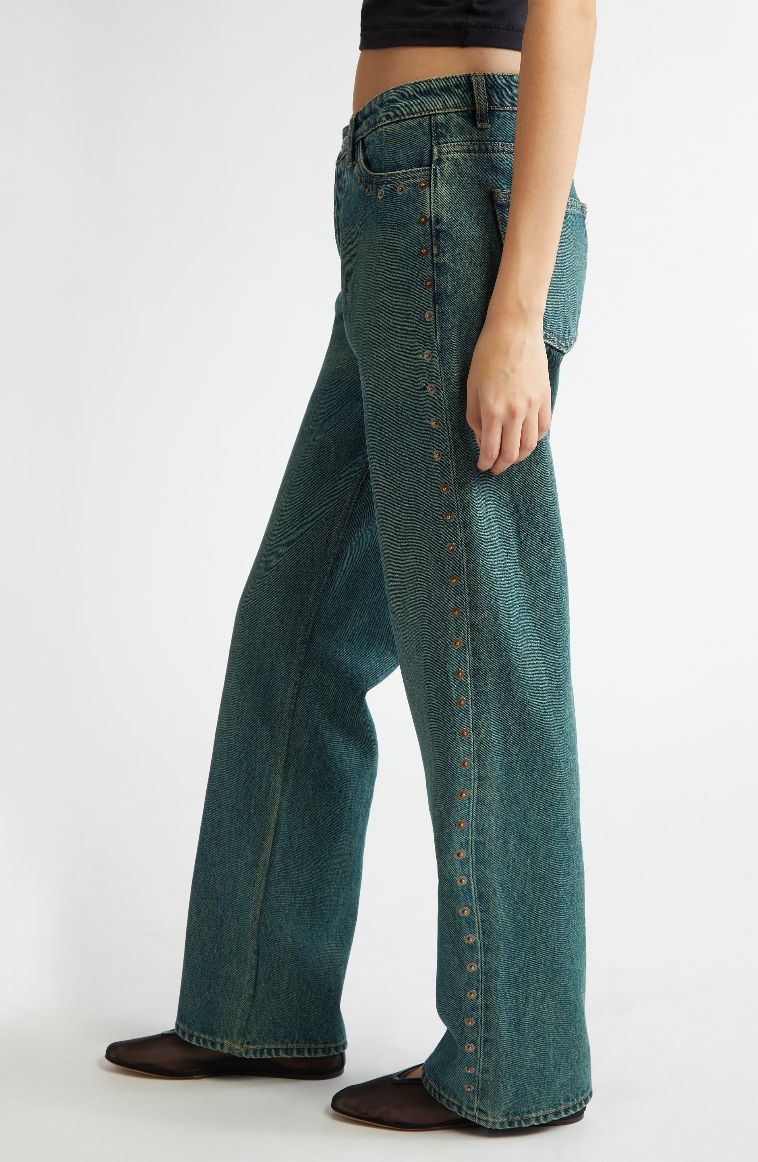 Paloma Wool Crowd Rivet Studded Boyfriend Jeans in Denim at Nordstrom - 4