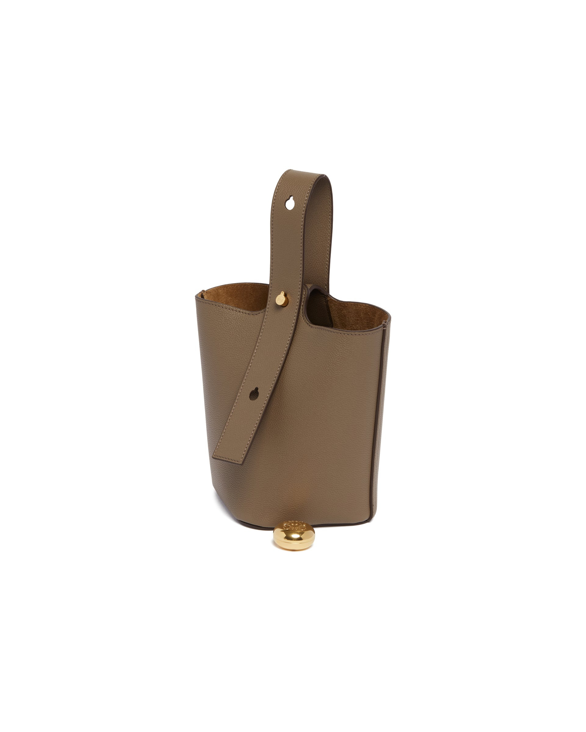 Beige Mini Pebble Bucket Bag - 5