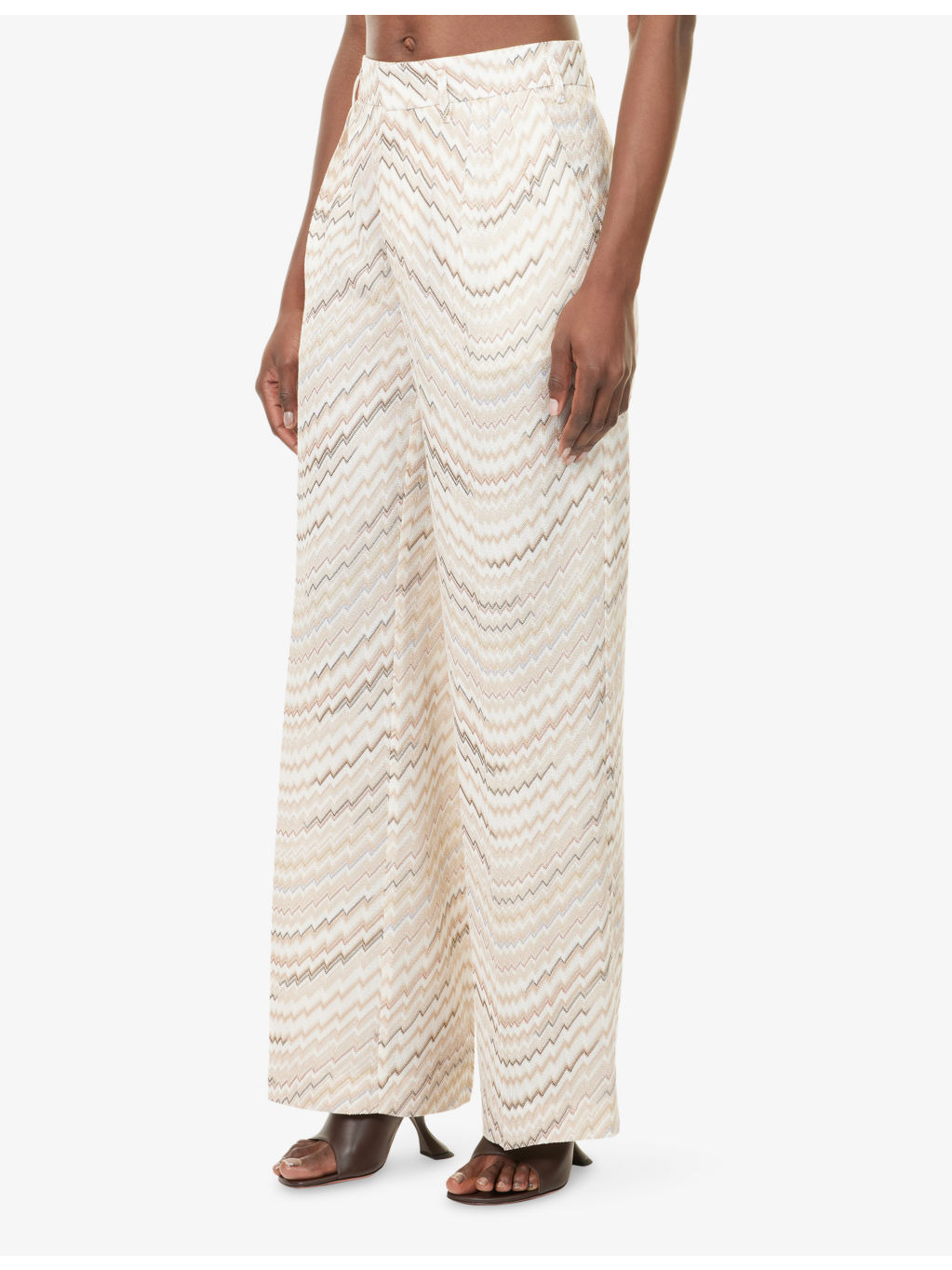 Chevron Wide-Leg Woven Trousers - 3
