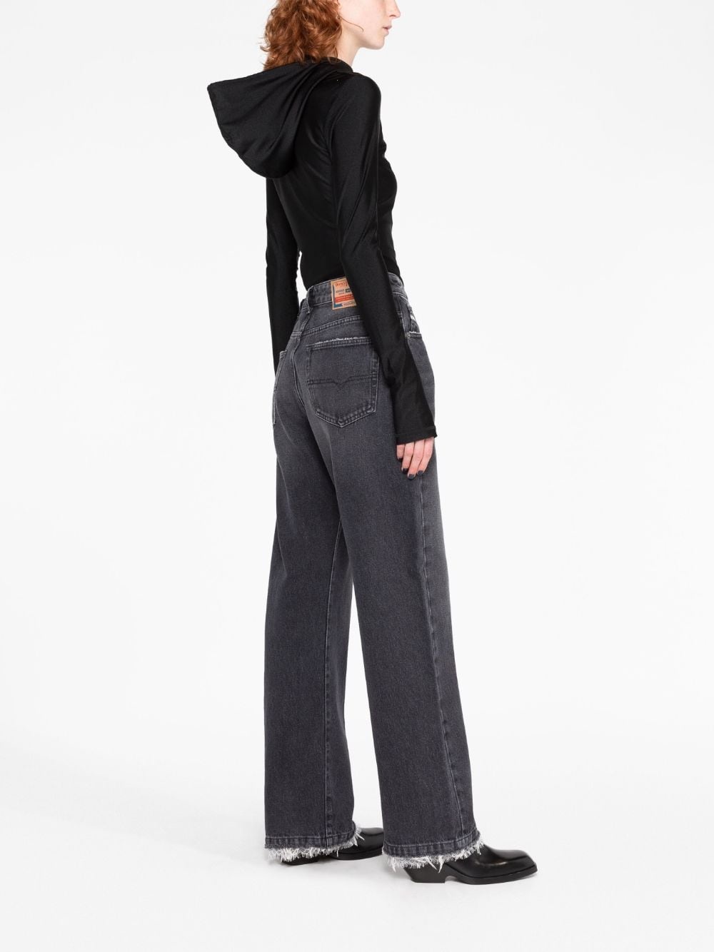 wide-leg lace-trim jeans - 6