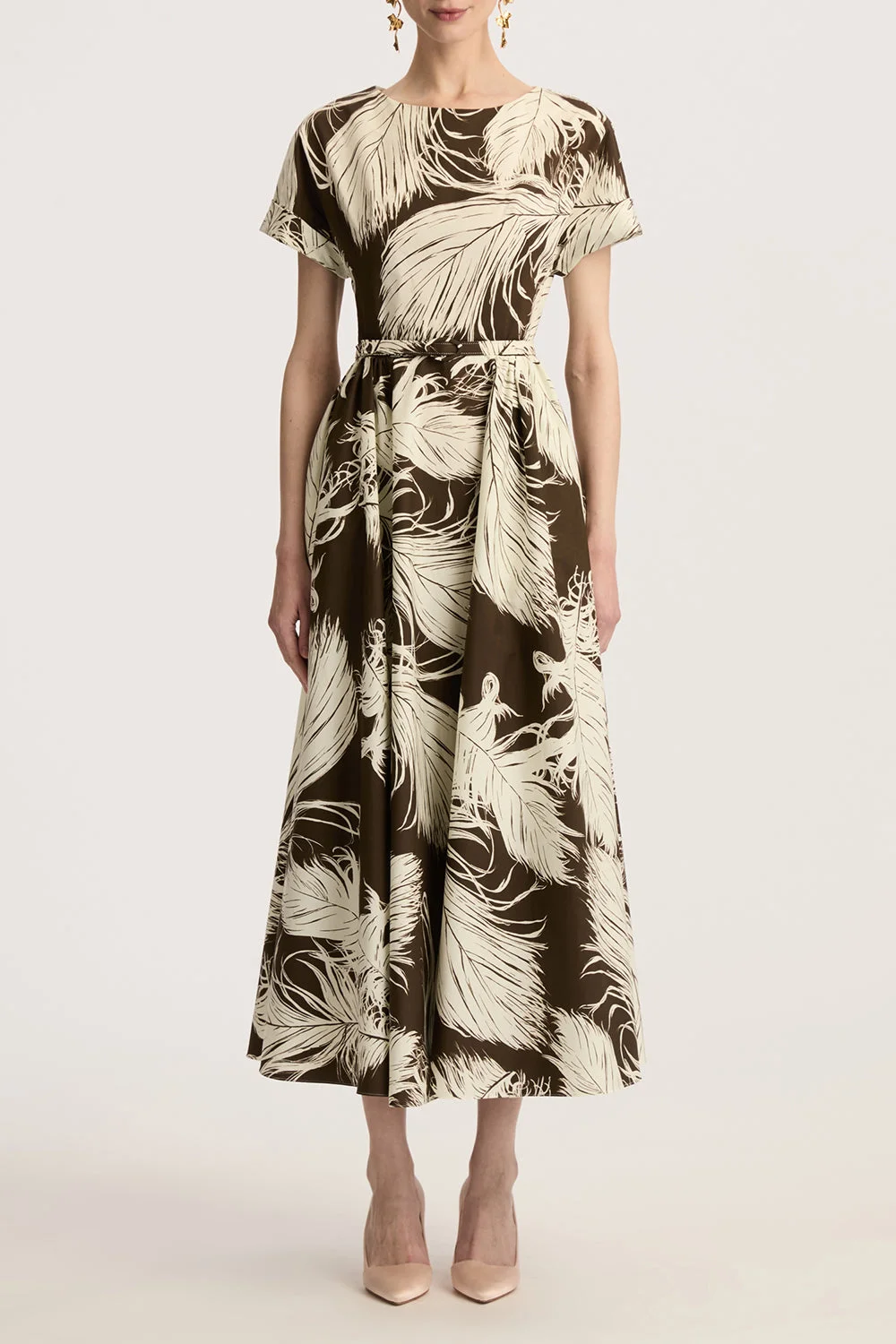 All Over Feathers Poplin Dress - 1