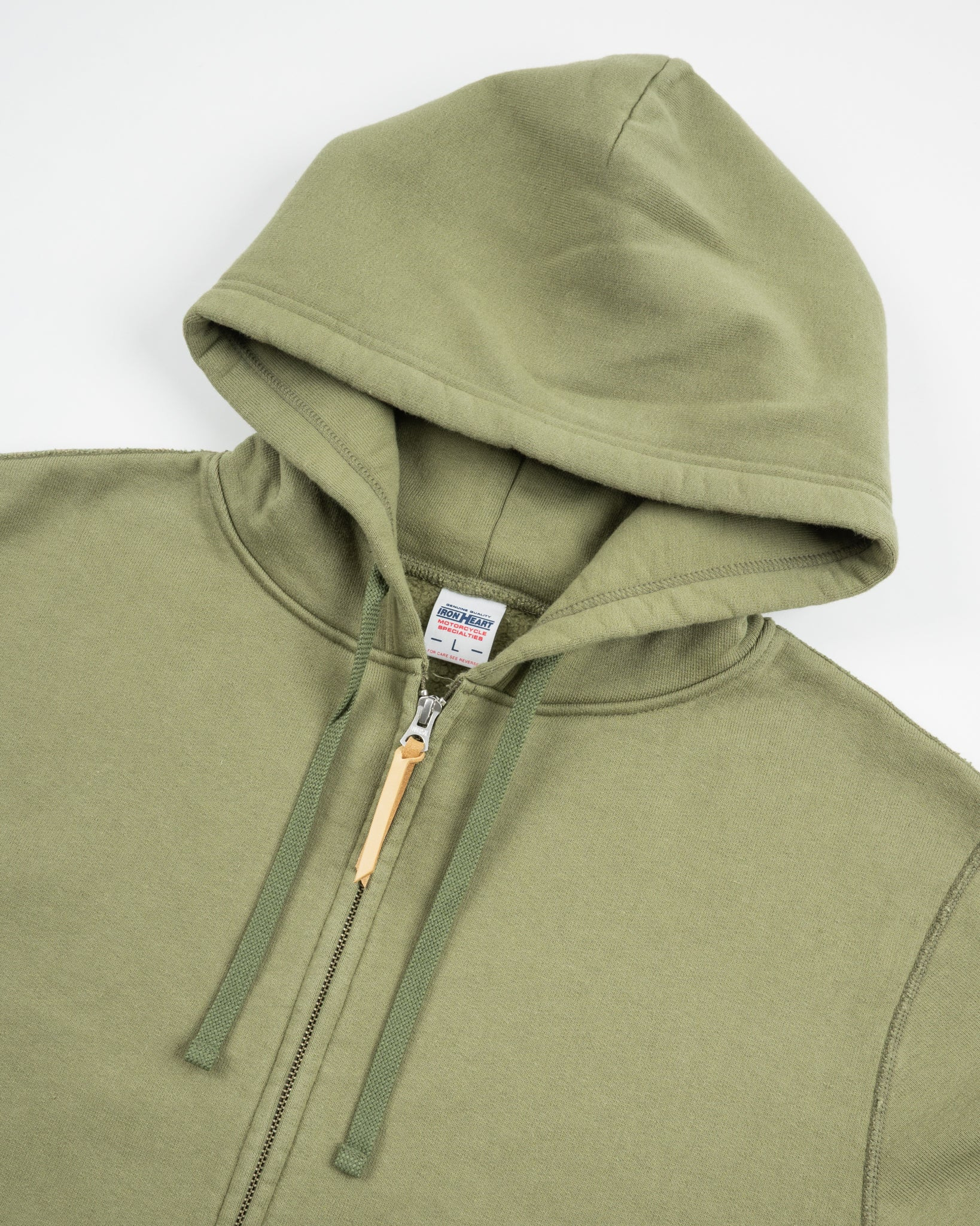 IHSW-10-OLV 14oz Ultra Heavyweight Loopwheel Cotton Zippered Hoodie - Olive - 6