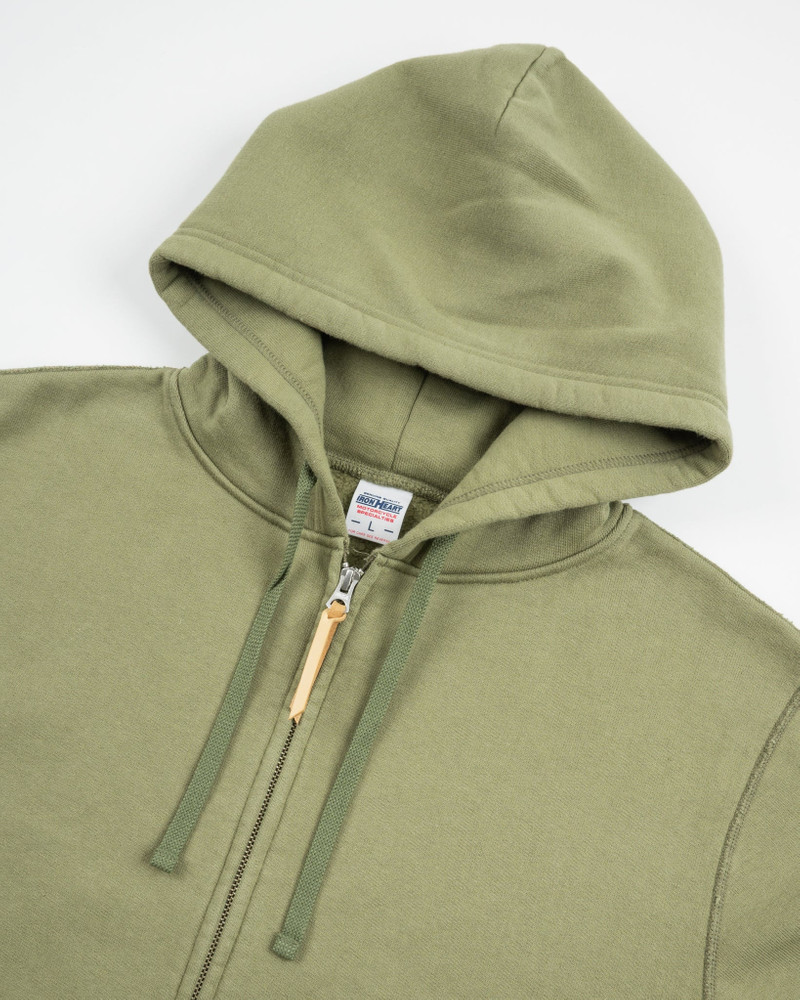 14OZ ULTRA HEAVYWEIGHT LOOPWHEEL COTTON ZIP UP HOODIE - OLIVE 6