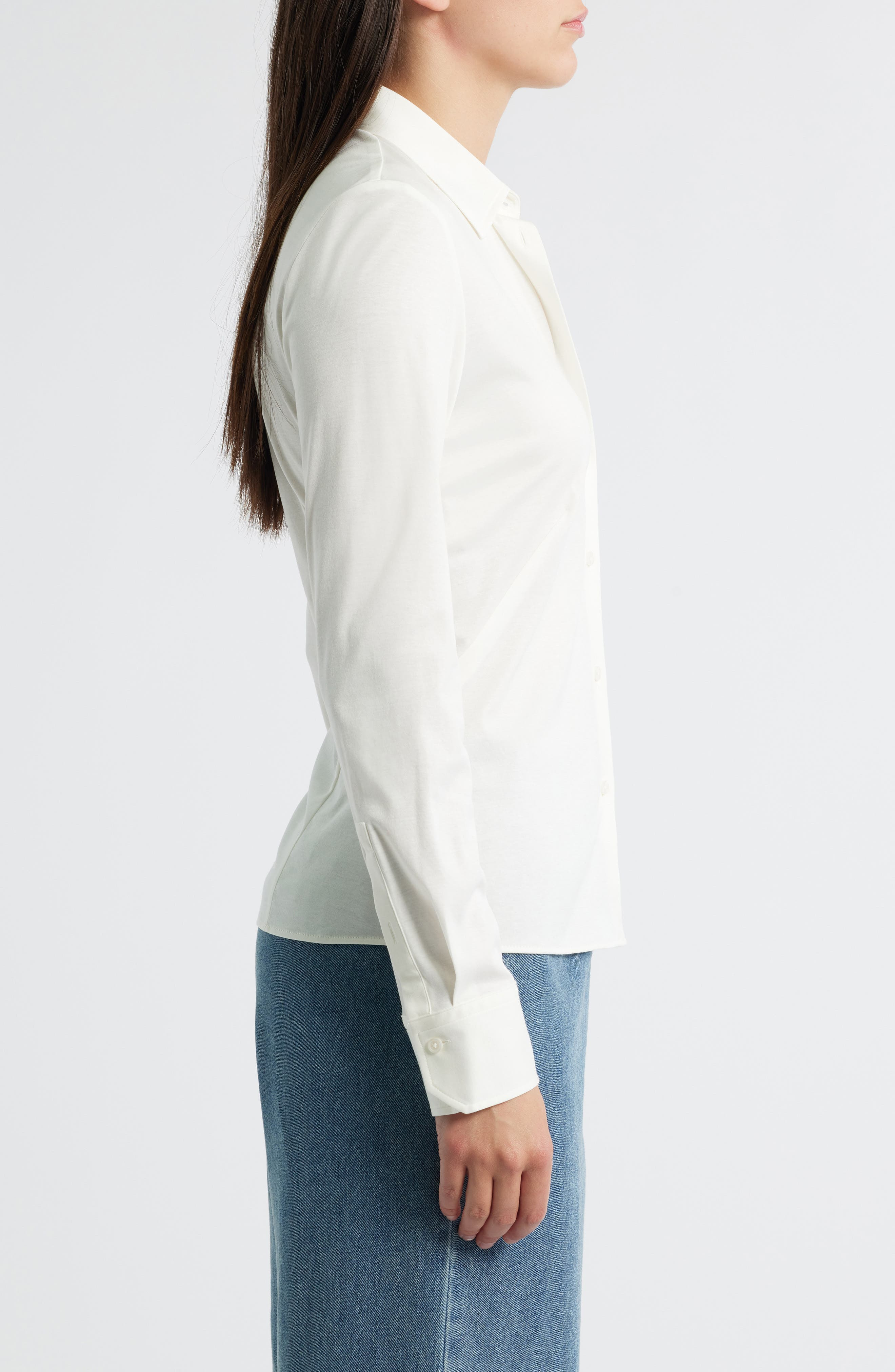 BOSS Bronta Tuesday Cotton Button-Up Shirt in Soft Cream at Nordstrom - 3
