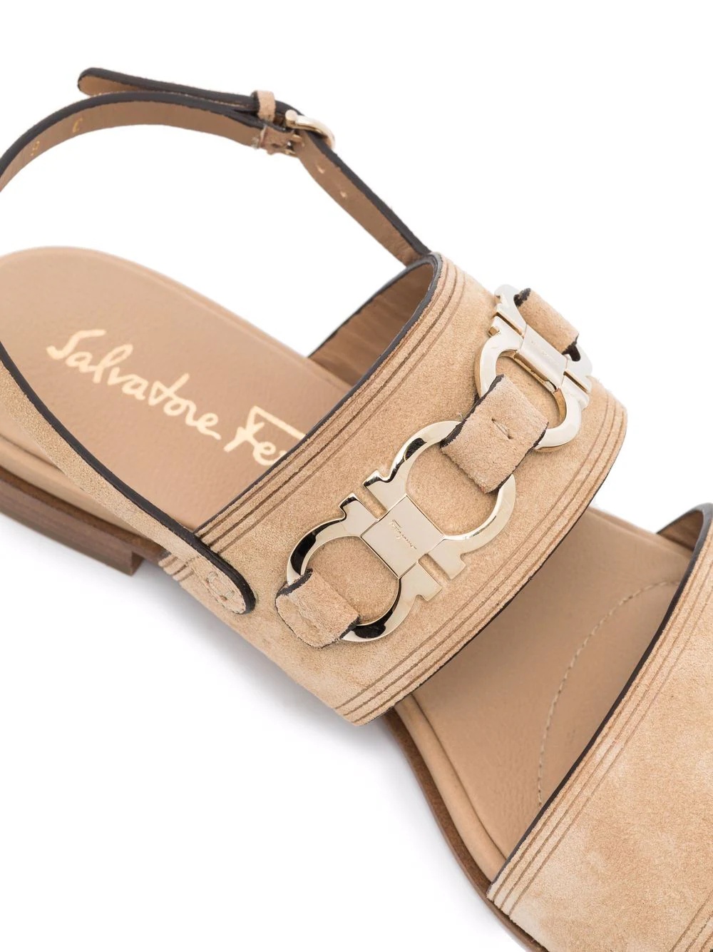 Gancini-plaque suede sandals - 4
